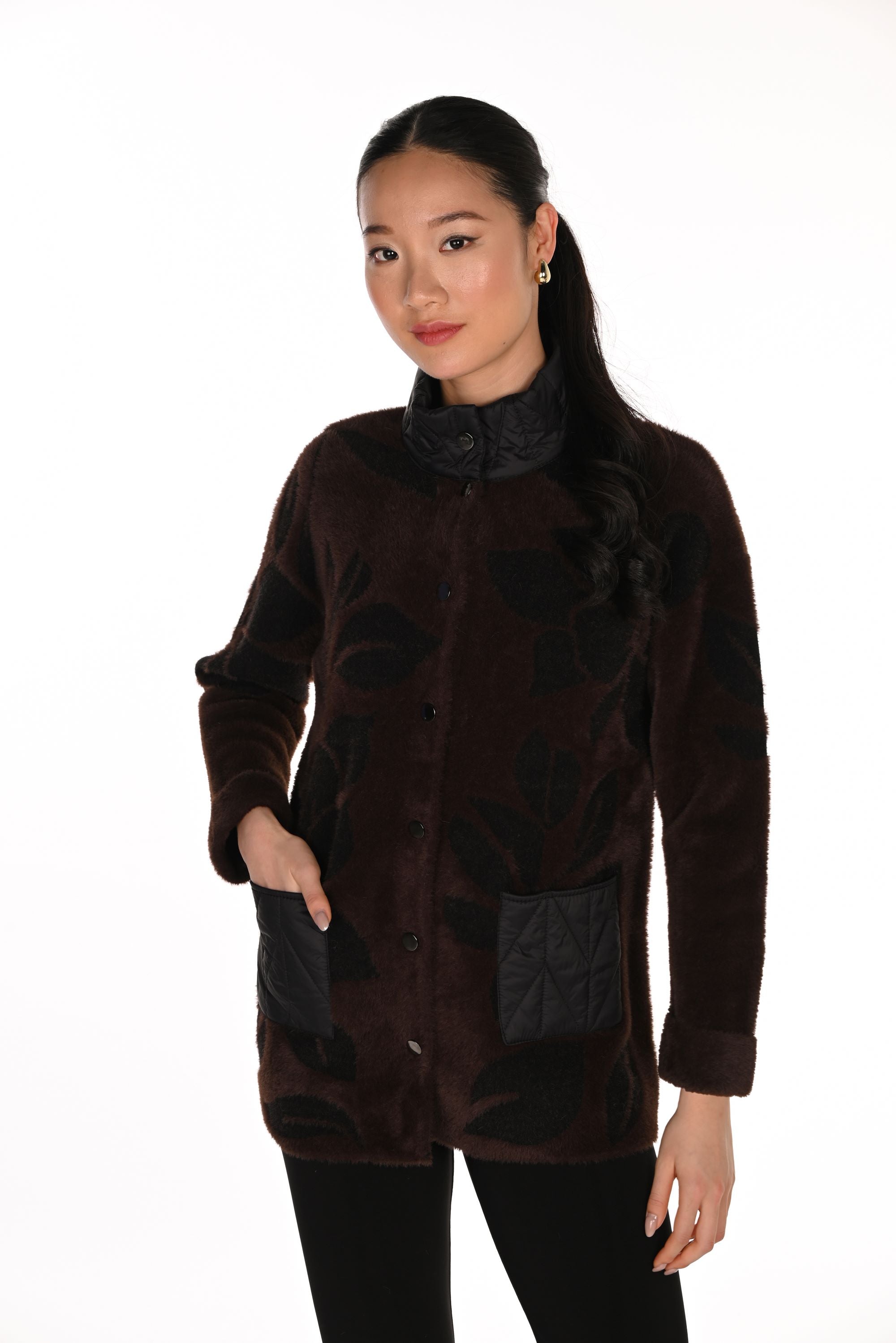 Flower Print Eyelash Knit Jacket