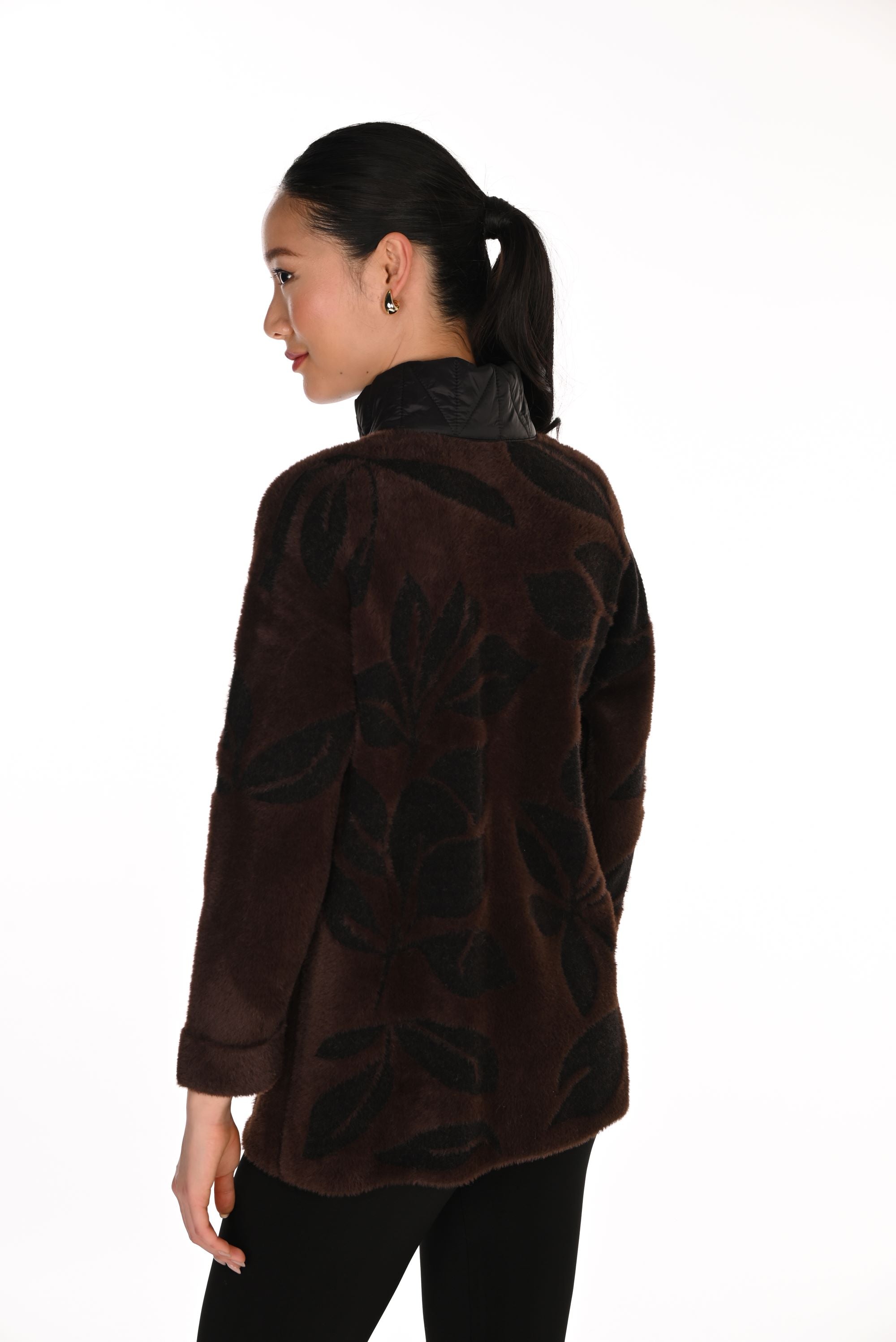 Flower Print Eyelash Knit Jacket