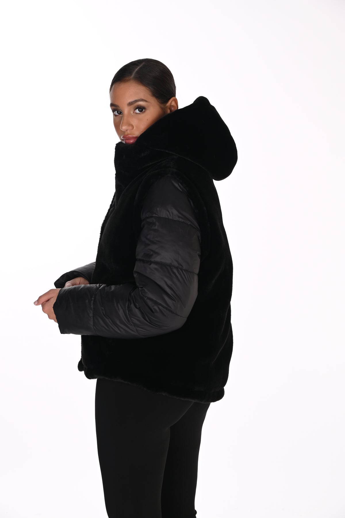 Reversible Multi Wear Faux Fur Puffer Coat