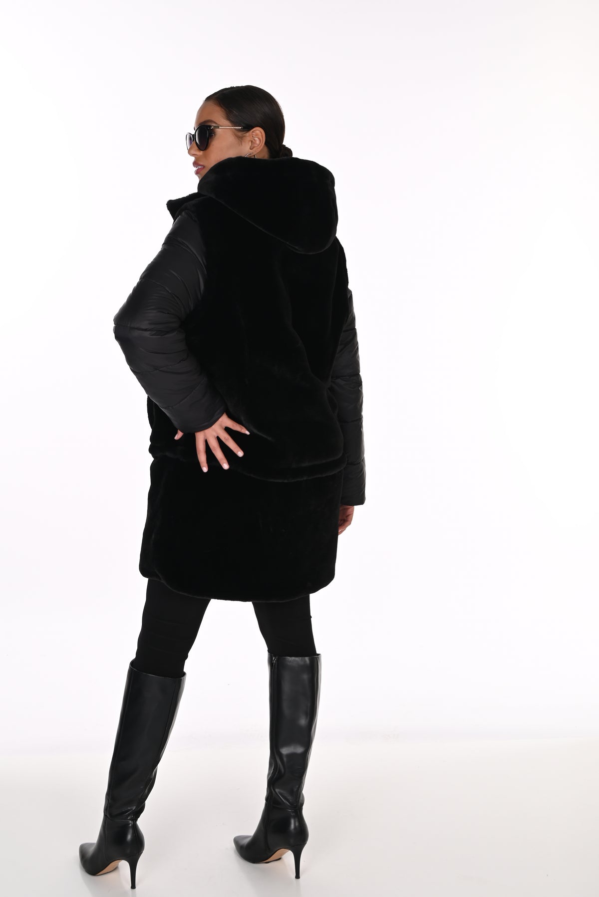 Reversible Multi Wear Faux Fur Puffer Coat