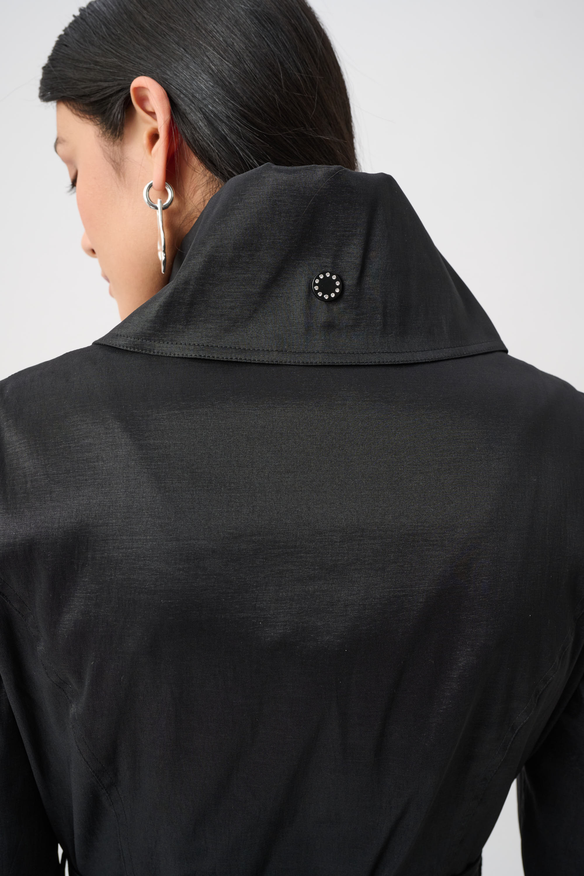 Taffeta Zip Front Bubble Hem Coat