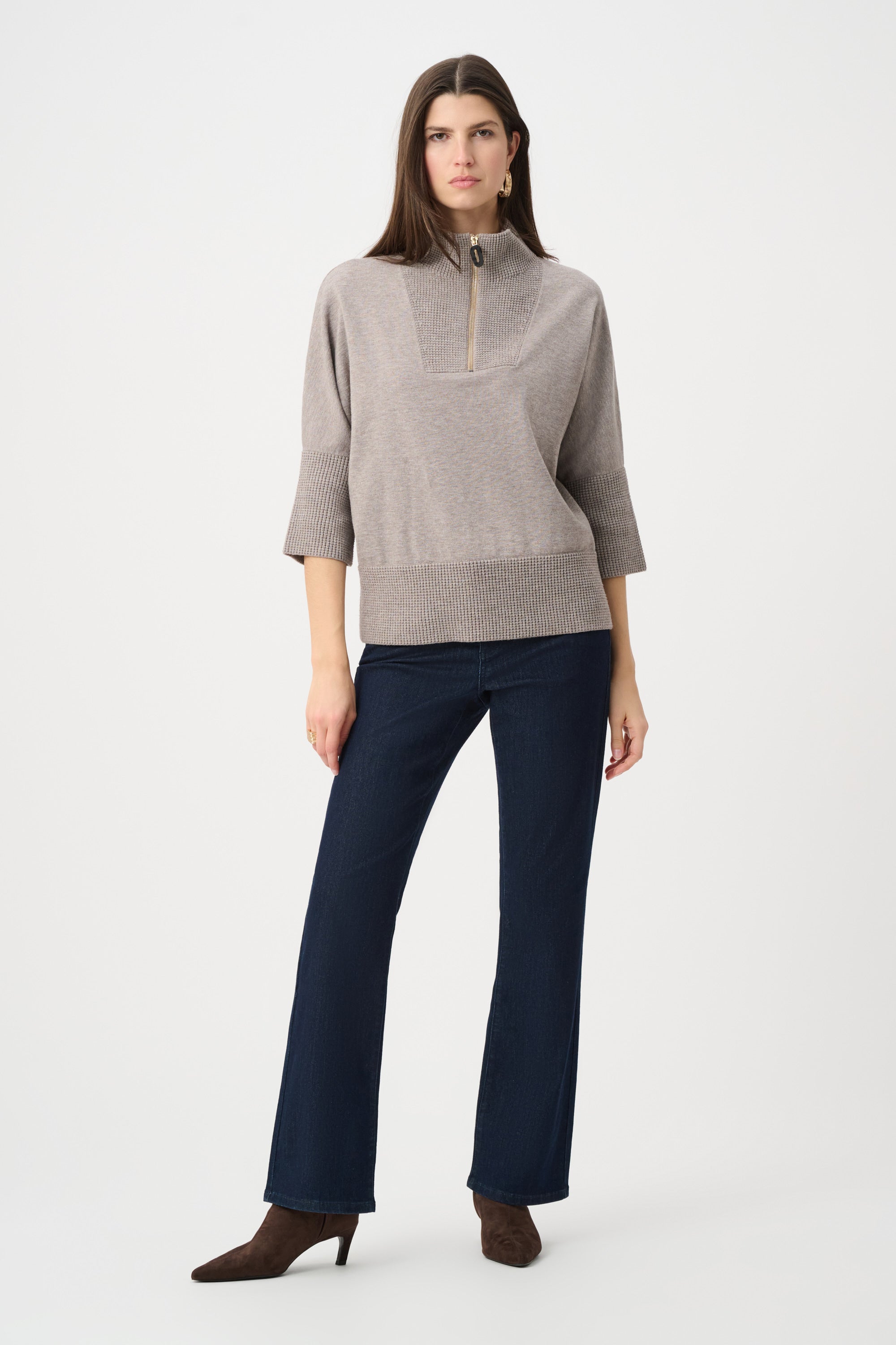 Mock Neck Melange Knit Sweater