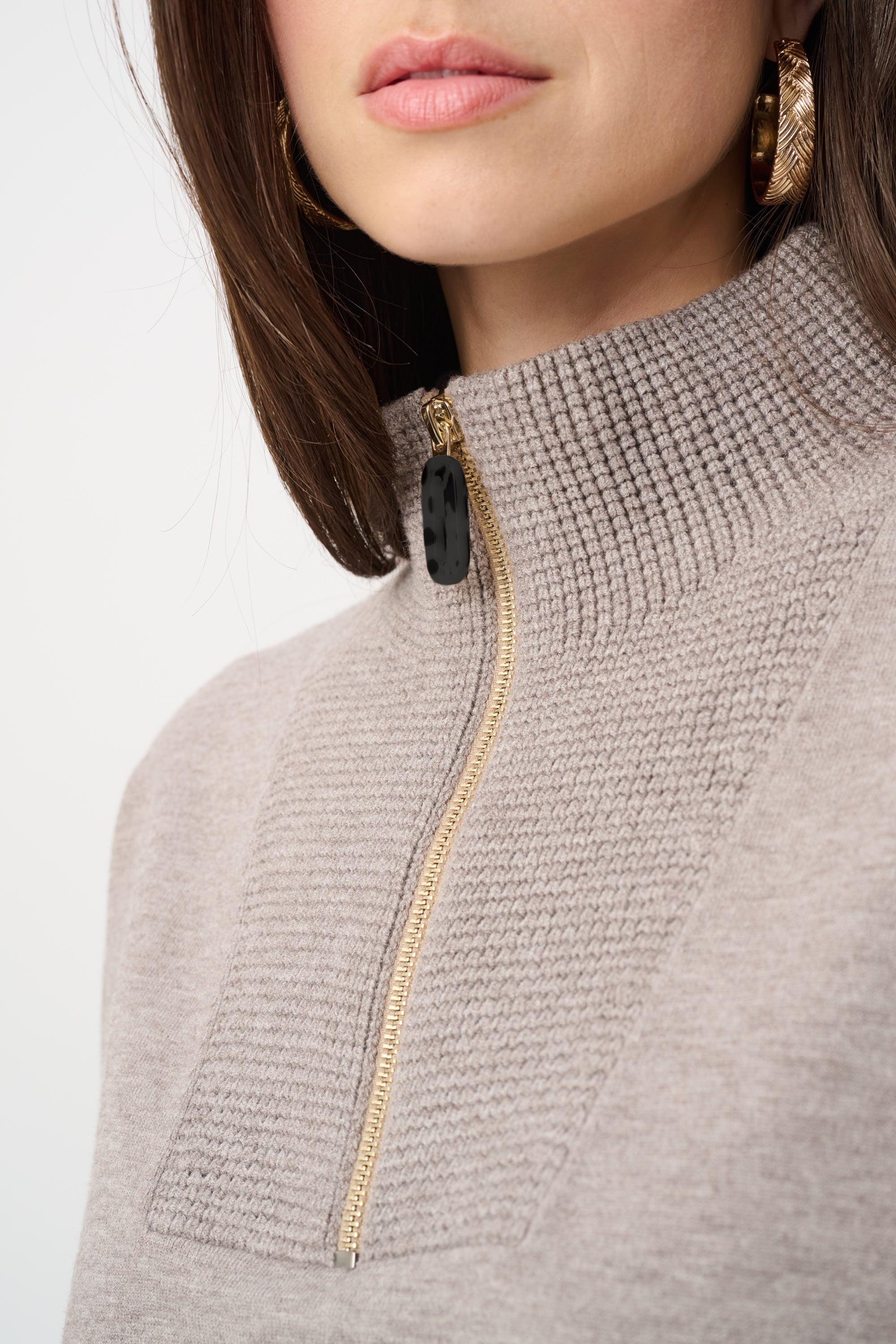 Mock Neck Melange Knit Sweater