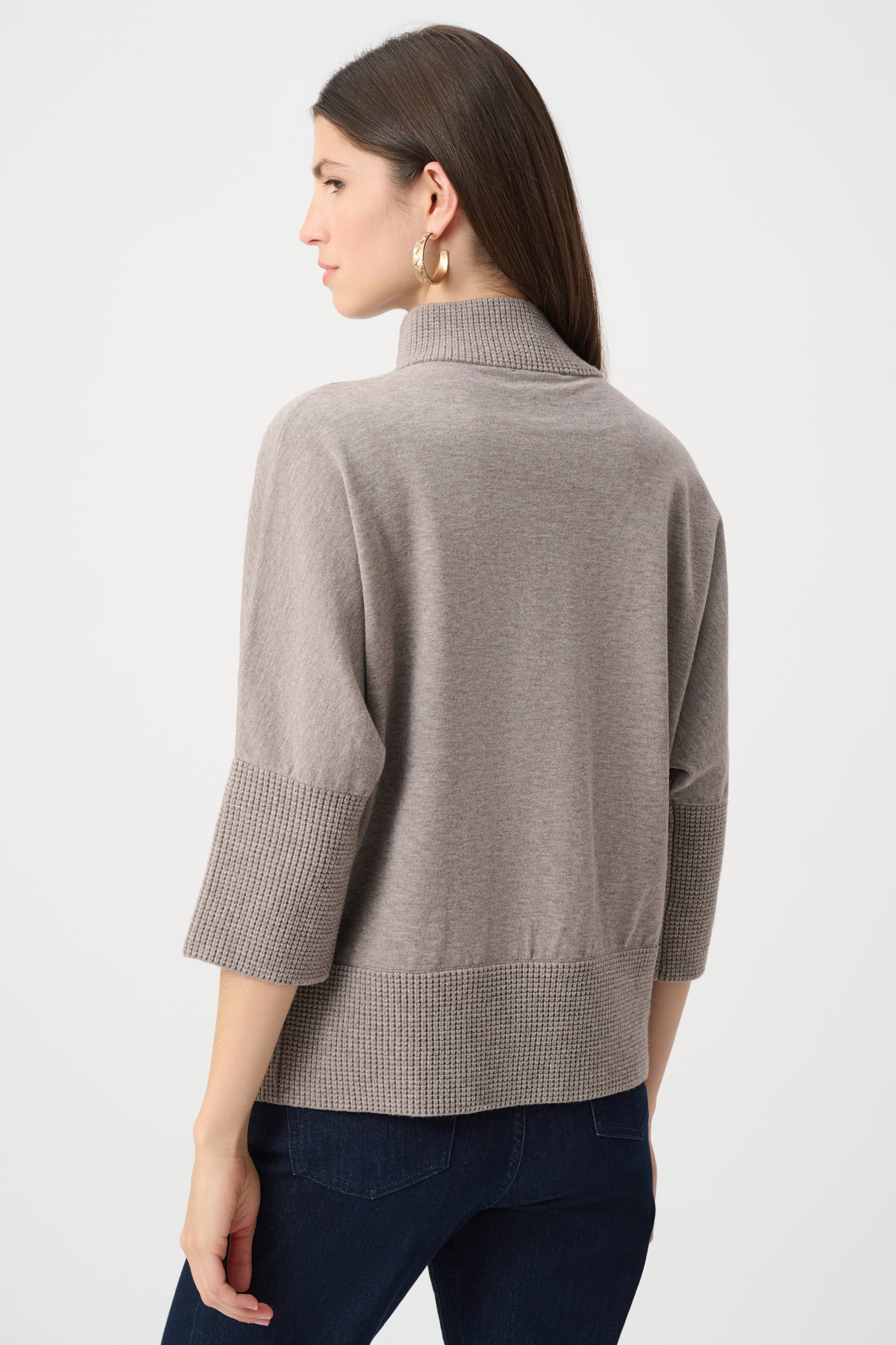 Mock Neck Melange Knit Sweater