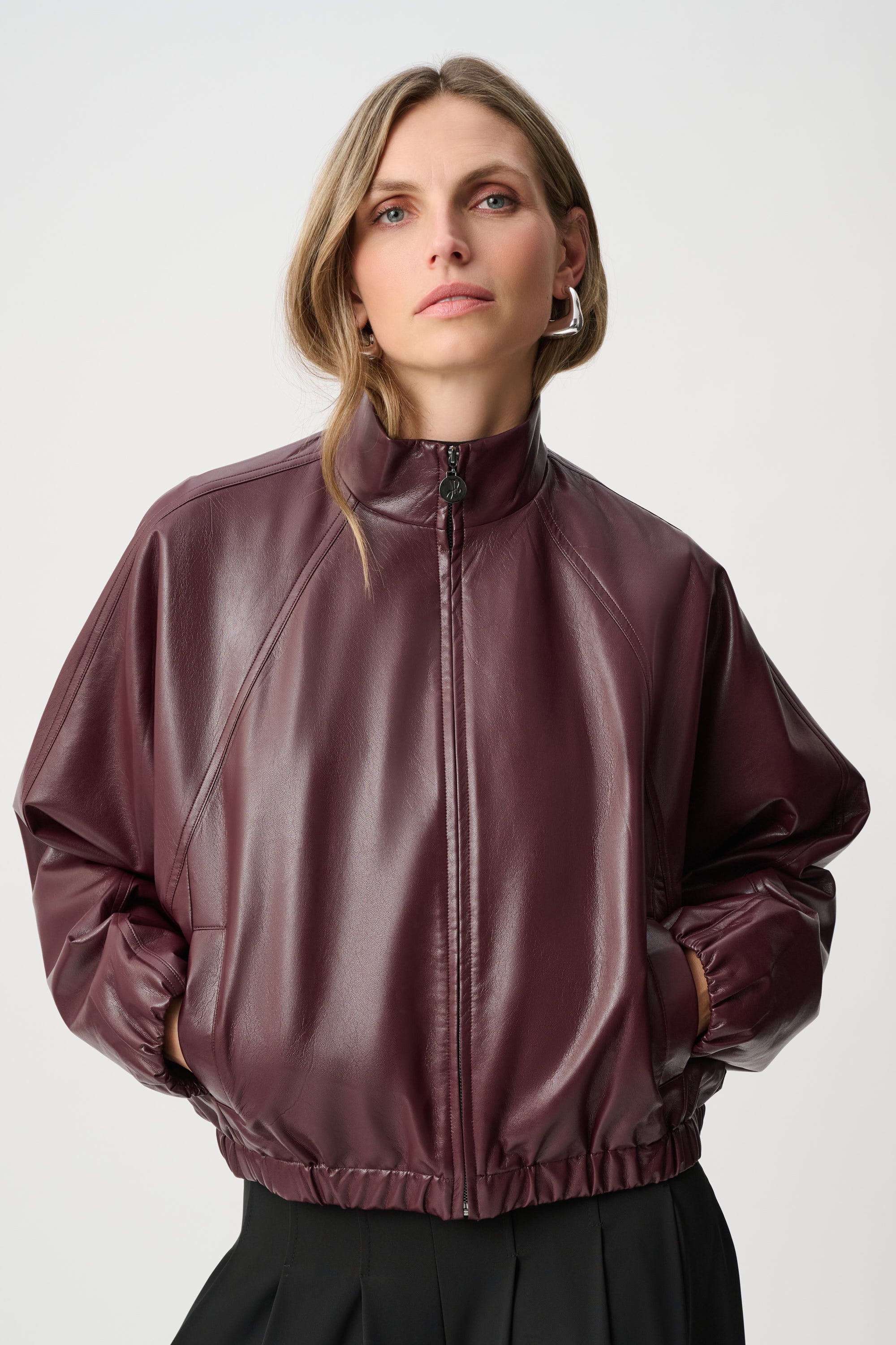 Faux Leather Bomber Jacket