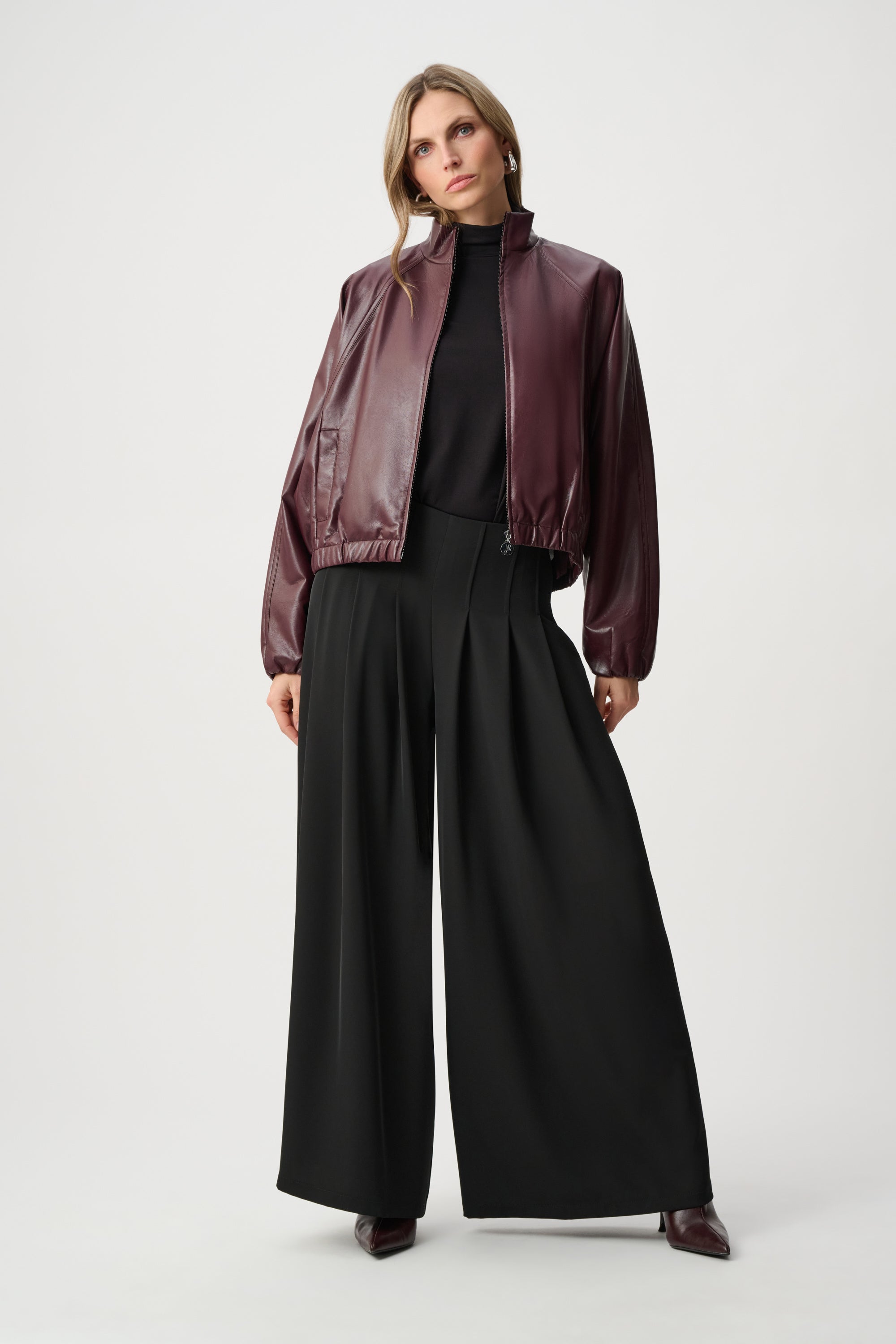 Faux Leather Bomber Jacket
