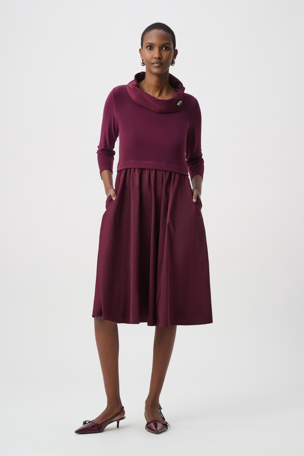 Cowl Neck Taffeta Dress