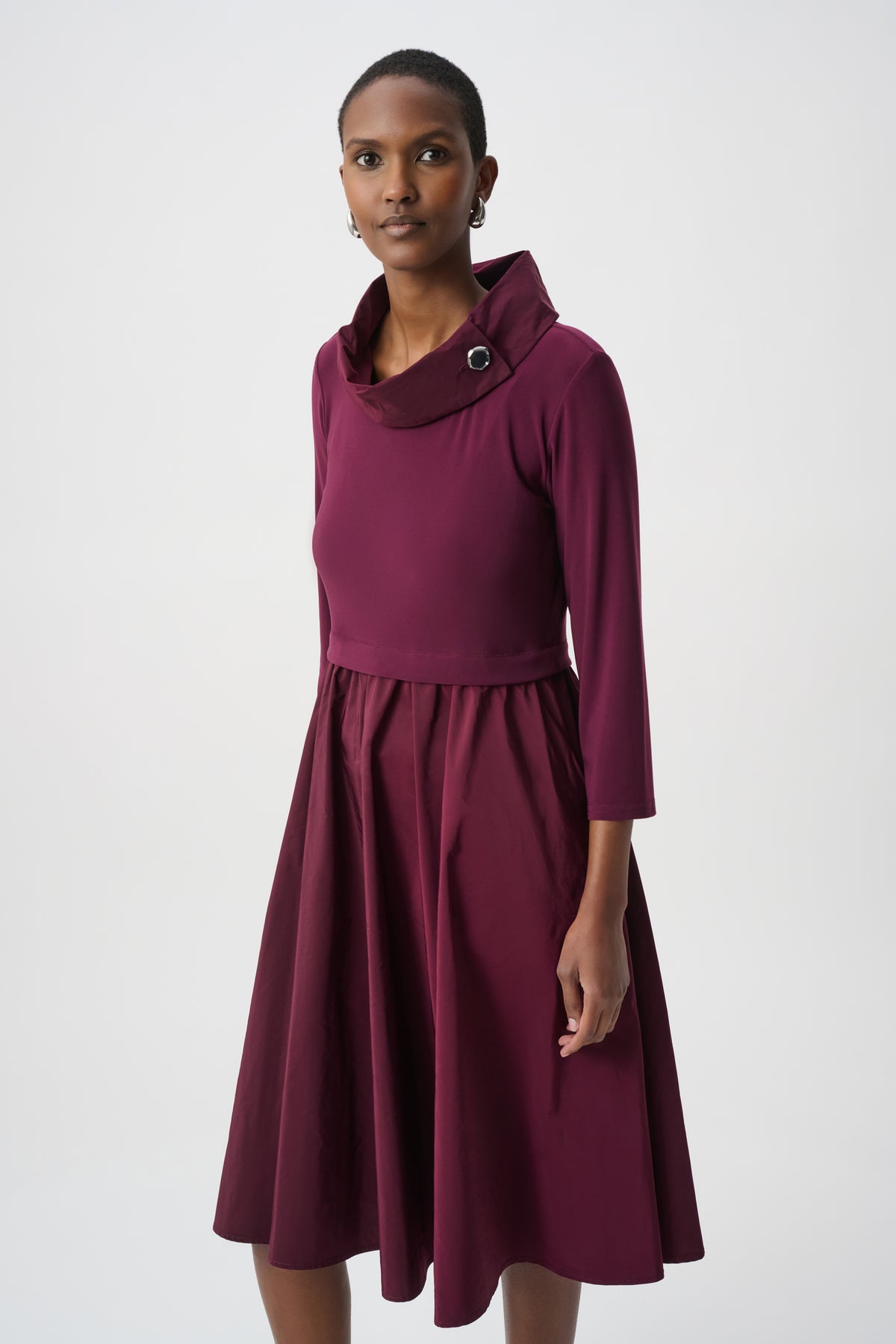 Cowl Neck Taffeta Dress