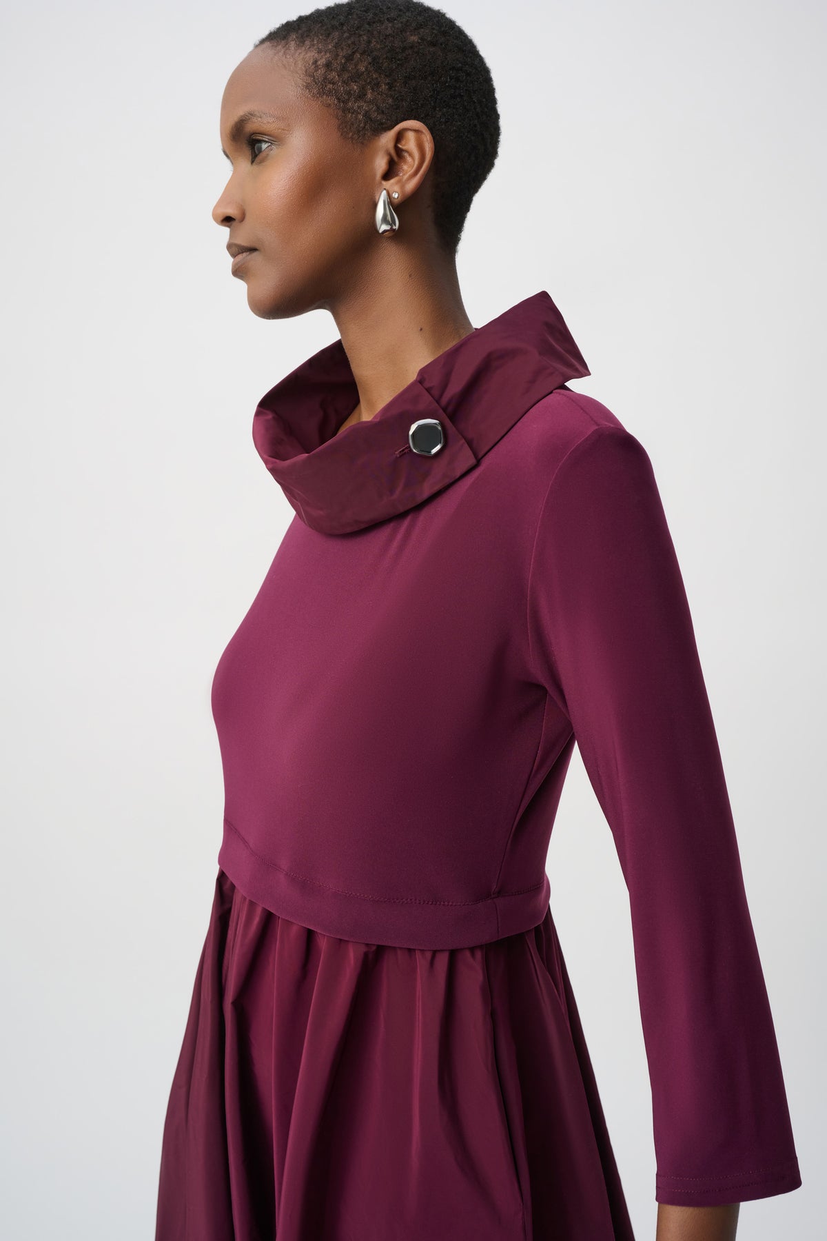 Cowl Neck Taffeta Dress