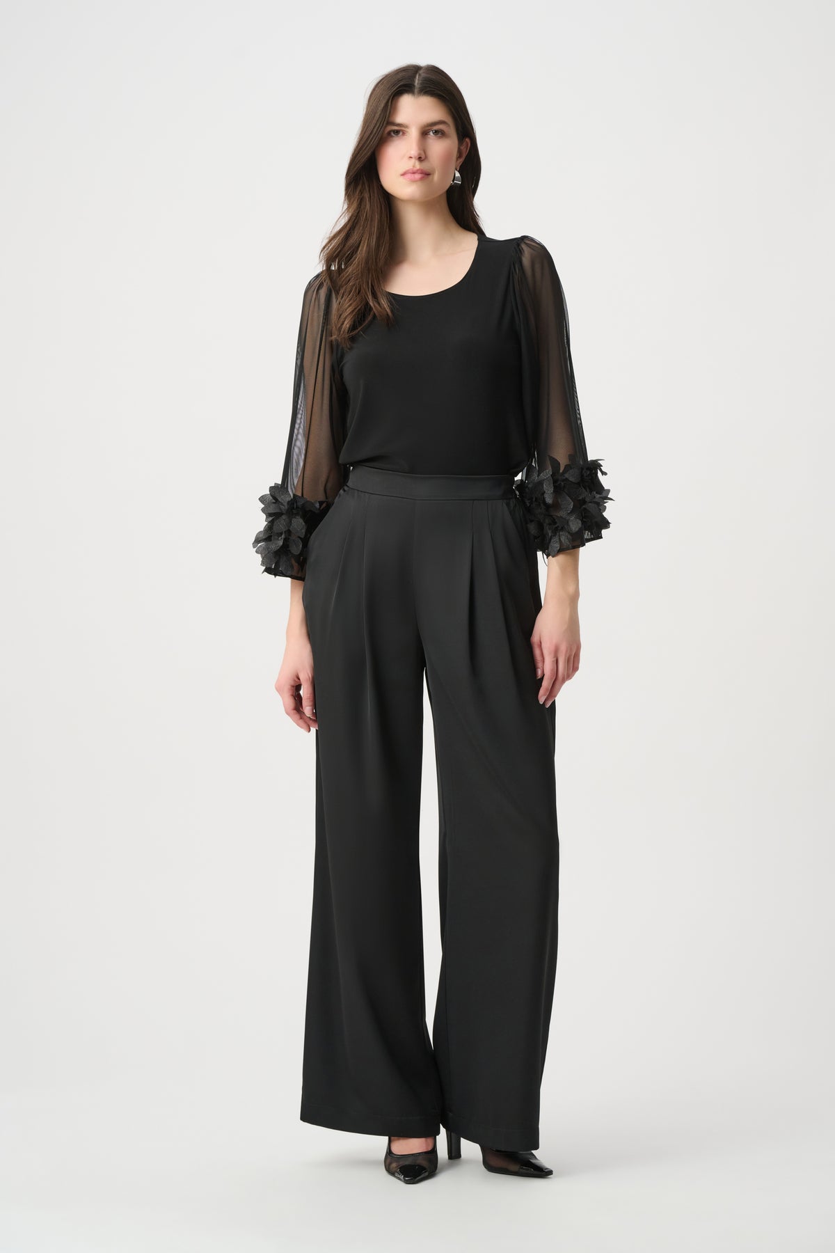 Flower Applique Bell Sleeve Top