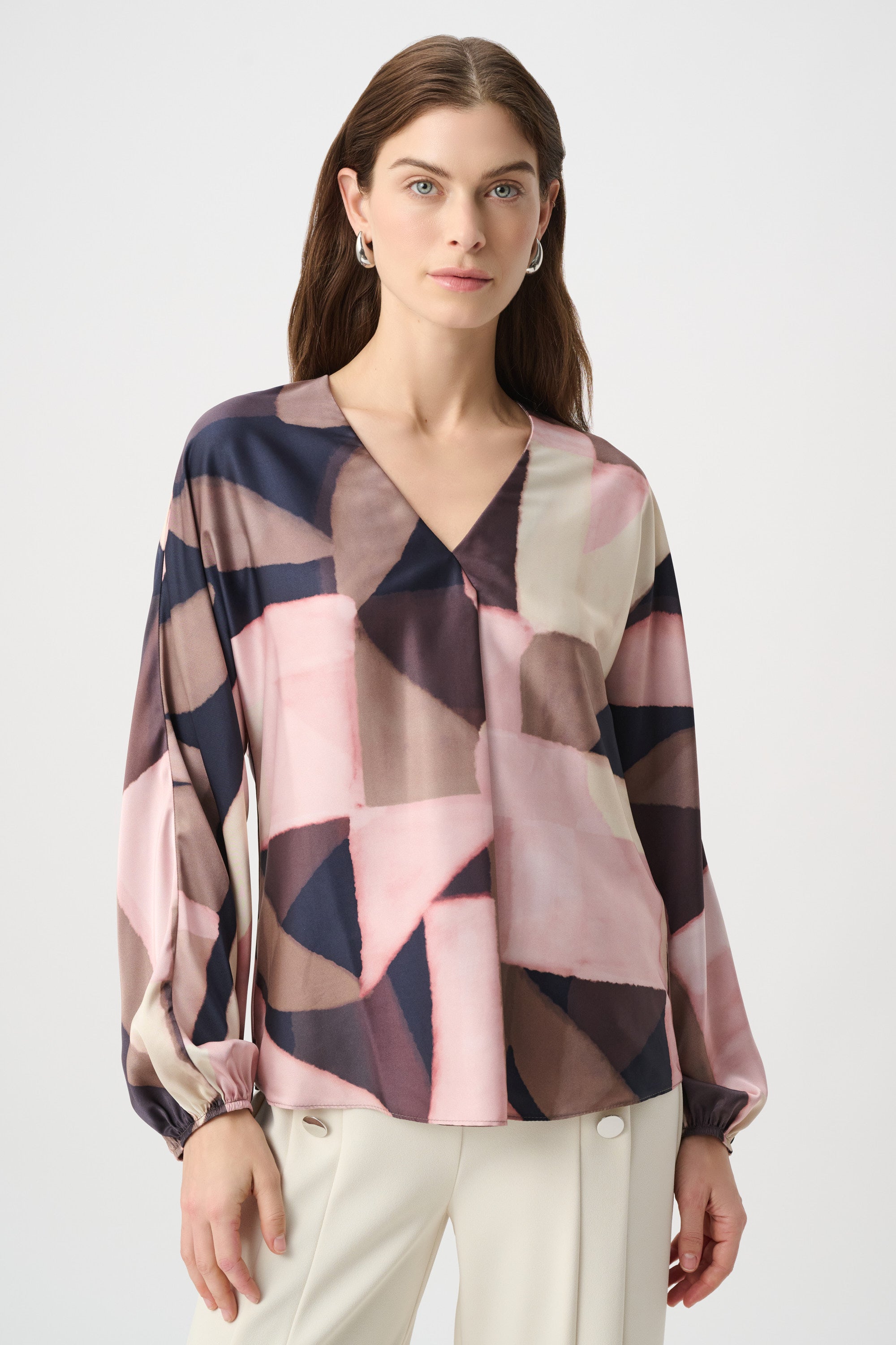 Geometric Print Satin Top