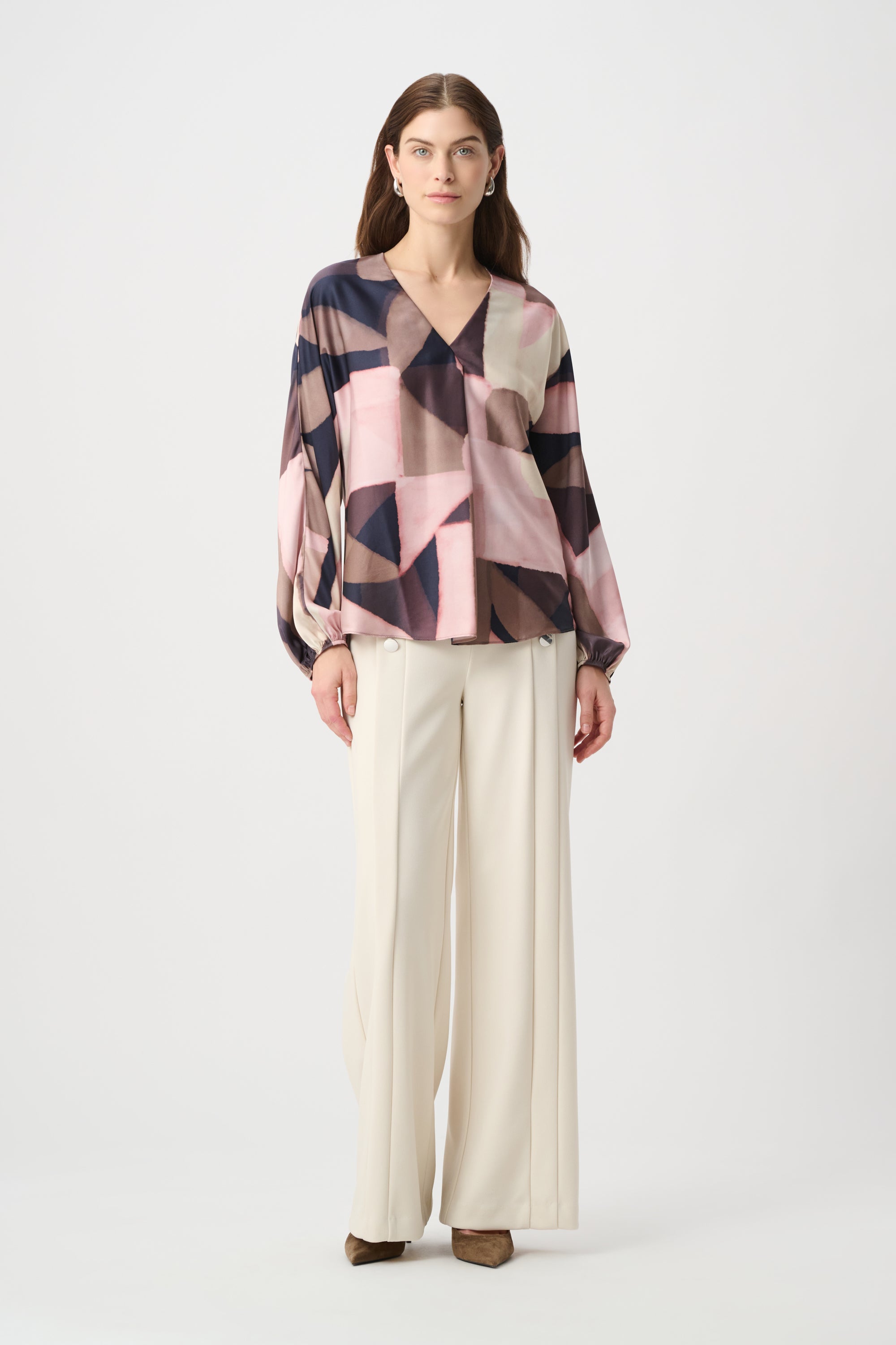 Geometric Print Satin Top