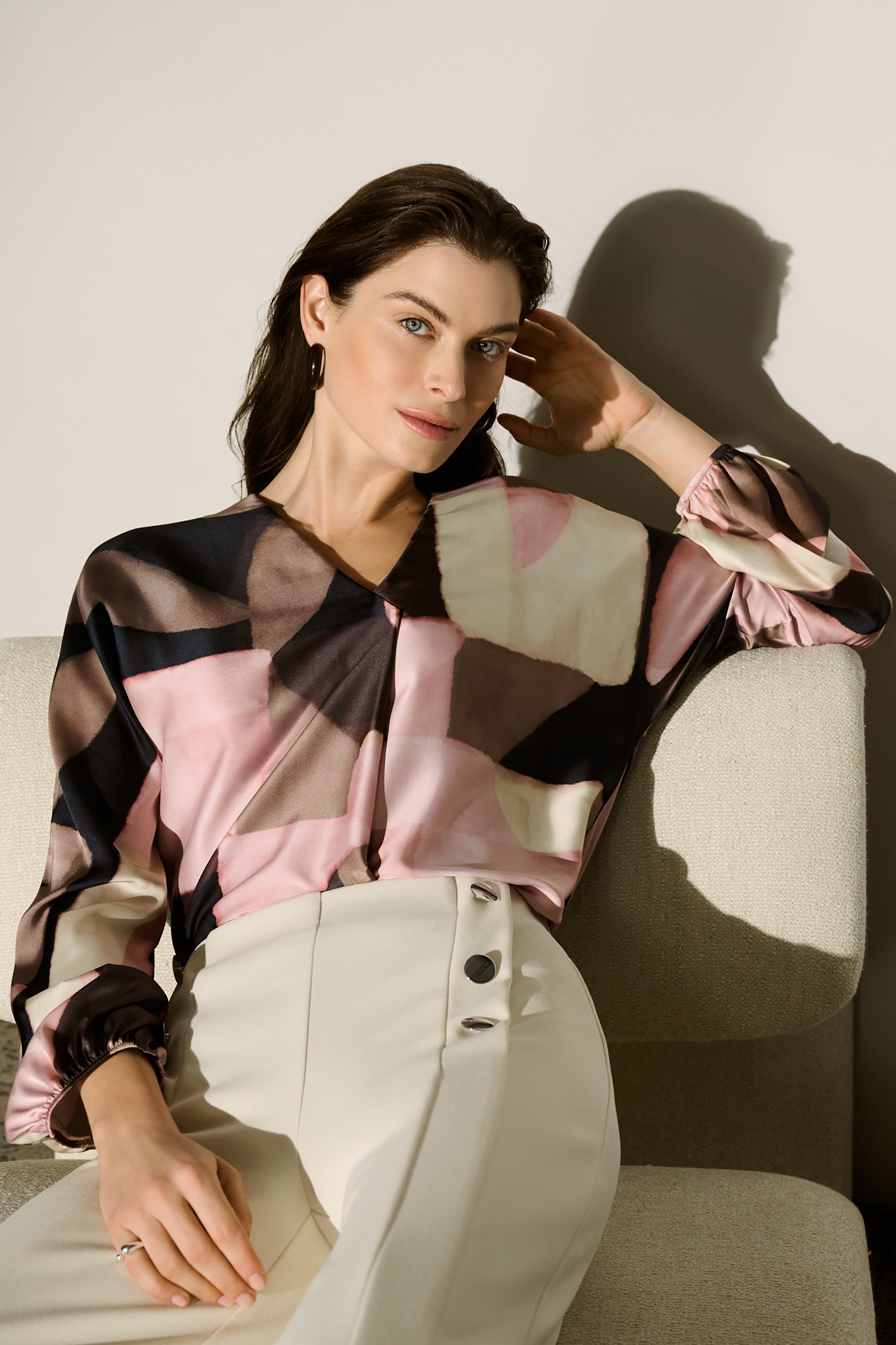 Geometric Print Satin Top