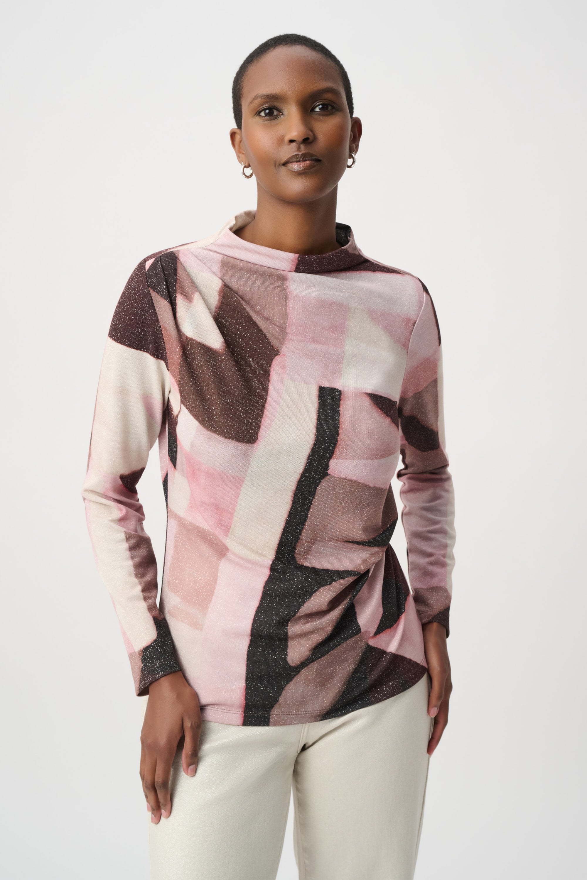 Geometric Print Lurex Top