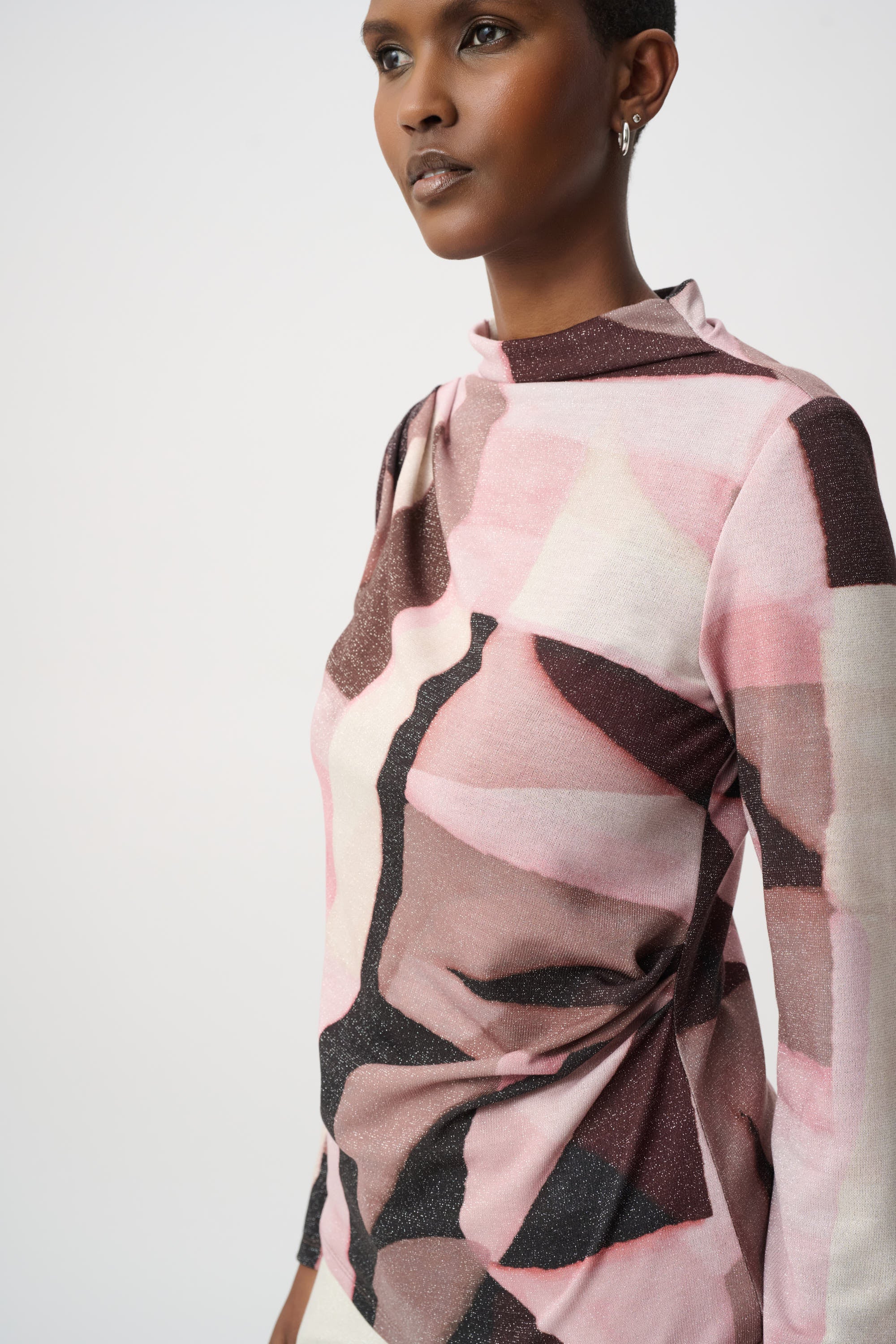 Geometric Print Lurex Top
