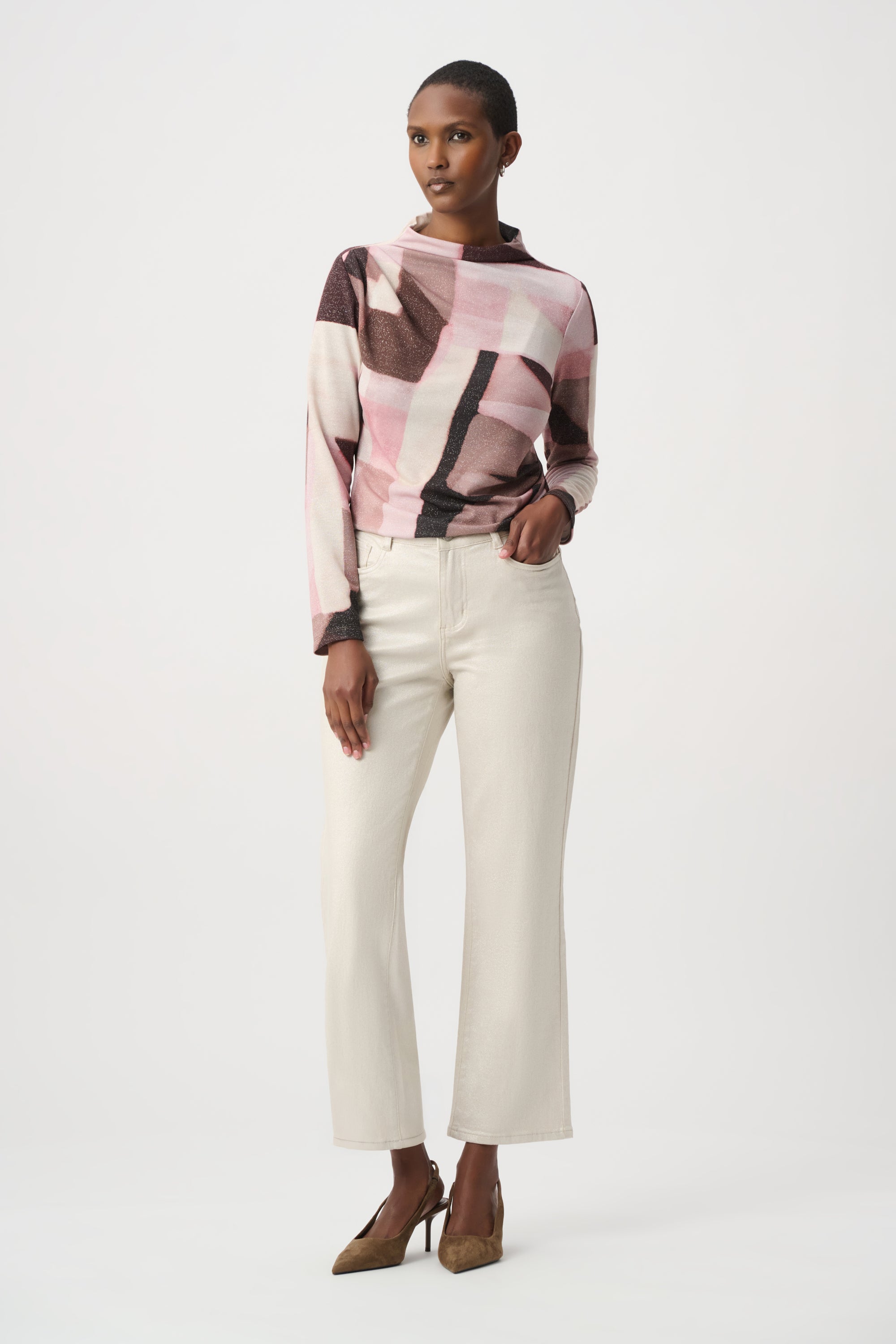 Geometric Print Lurex Top