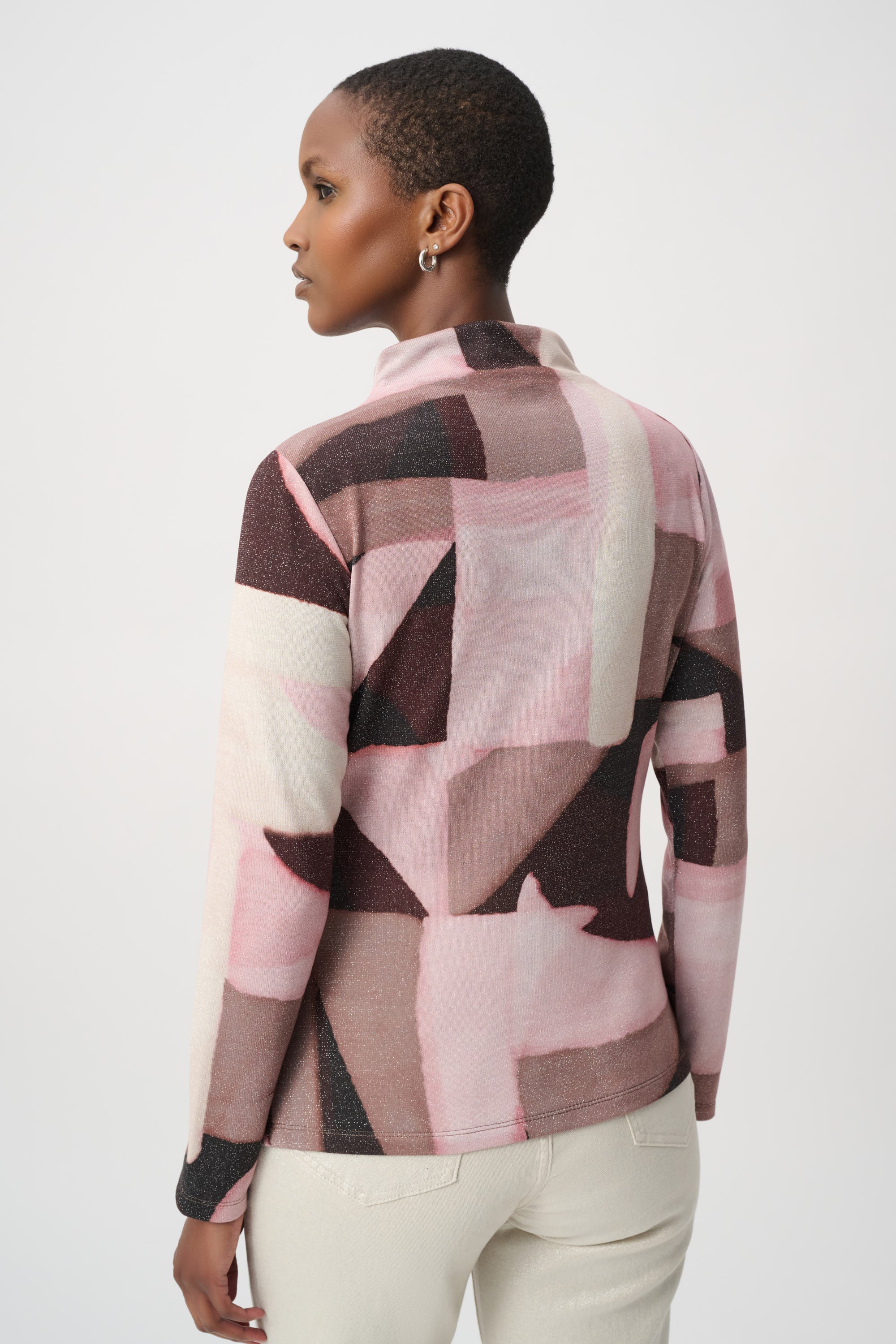 Geometric Print Lurex Top