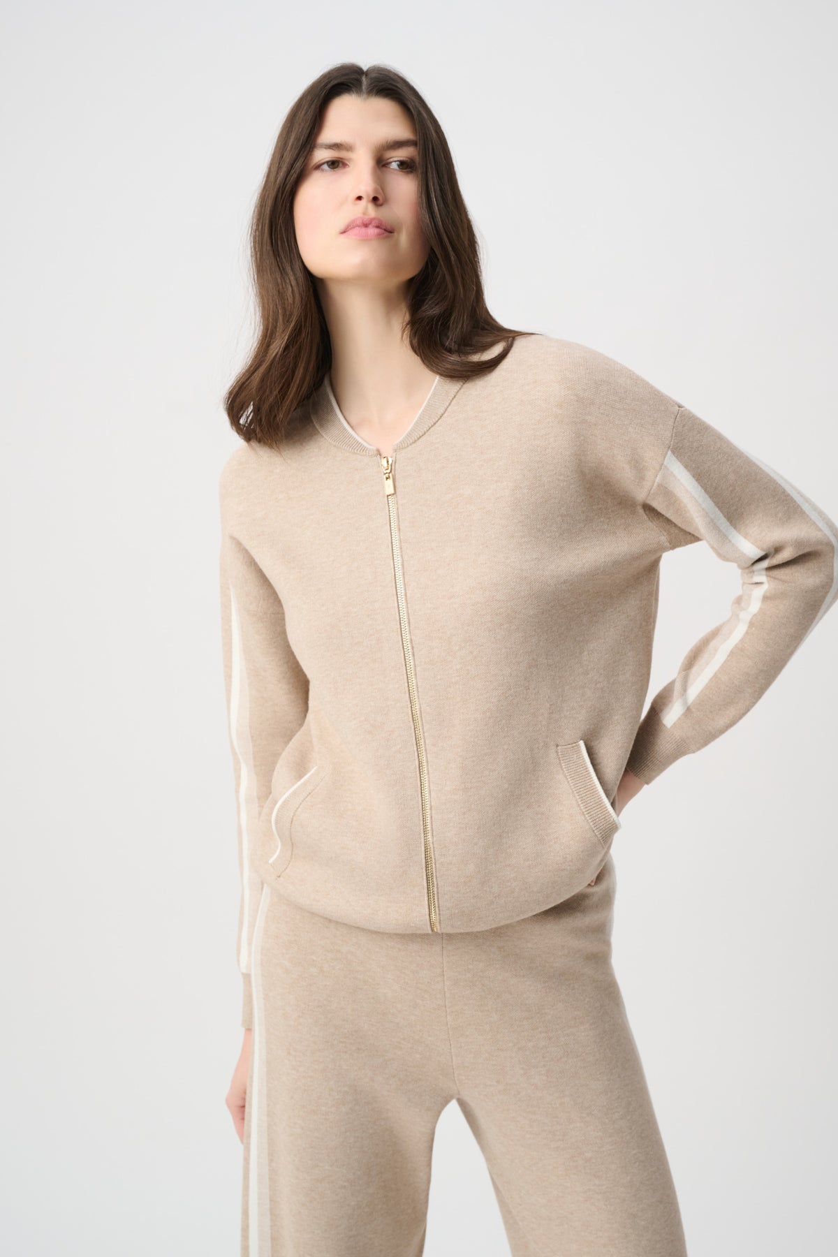 Zip Front Knit Baseball Jacket