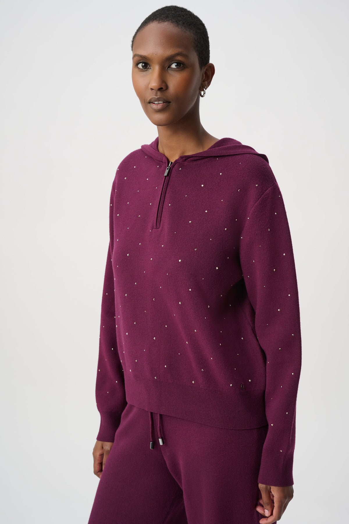 Hooded Stud Knit Top