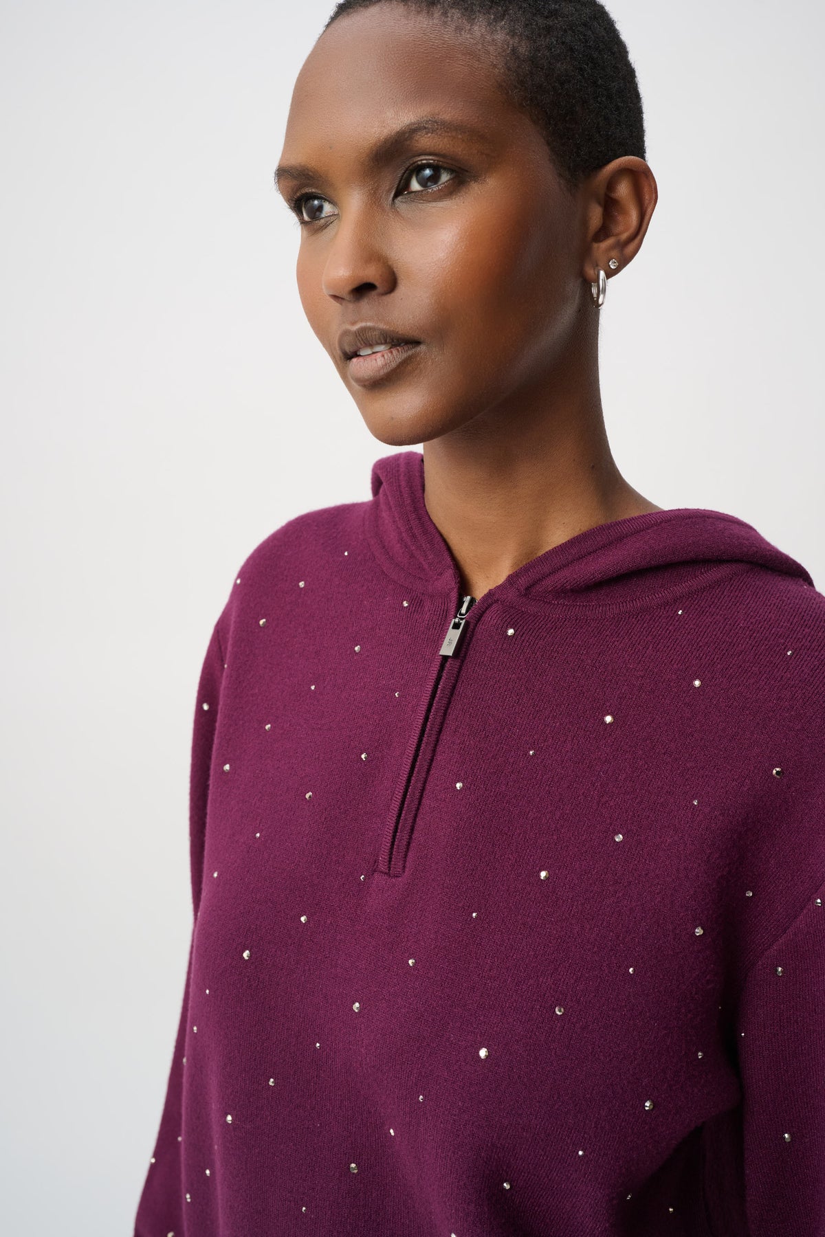 Hooded Stud Knit Top
