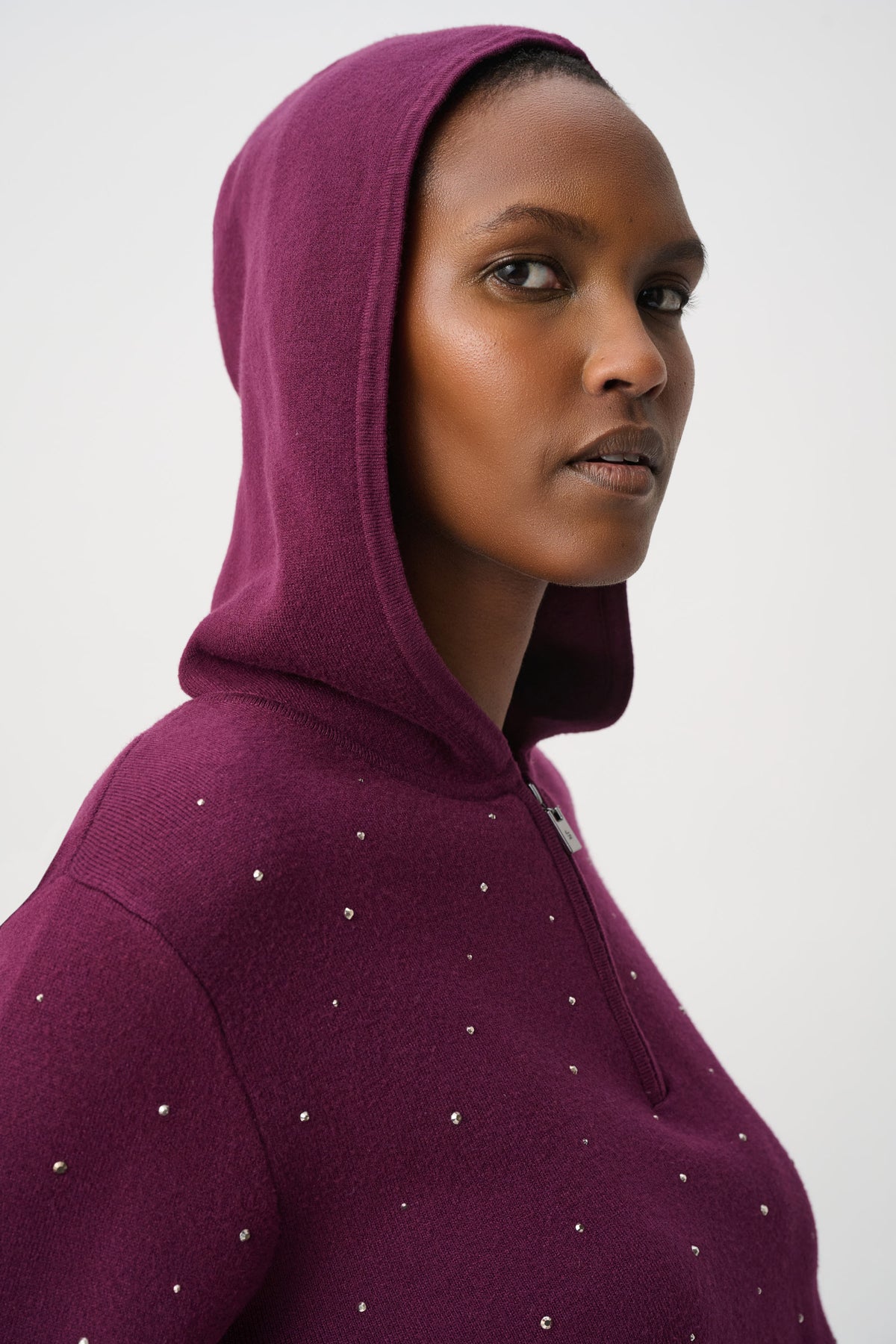 Hooded Stud Knit Top