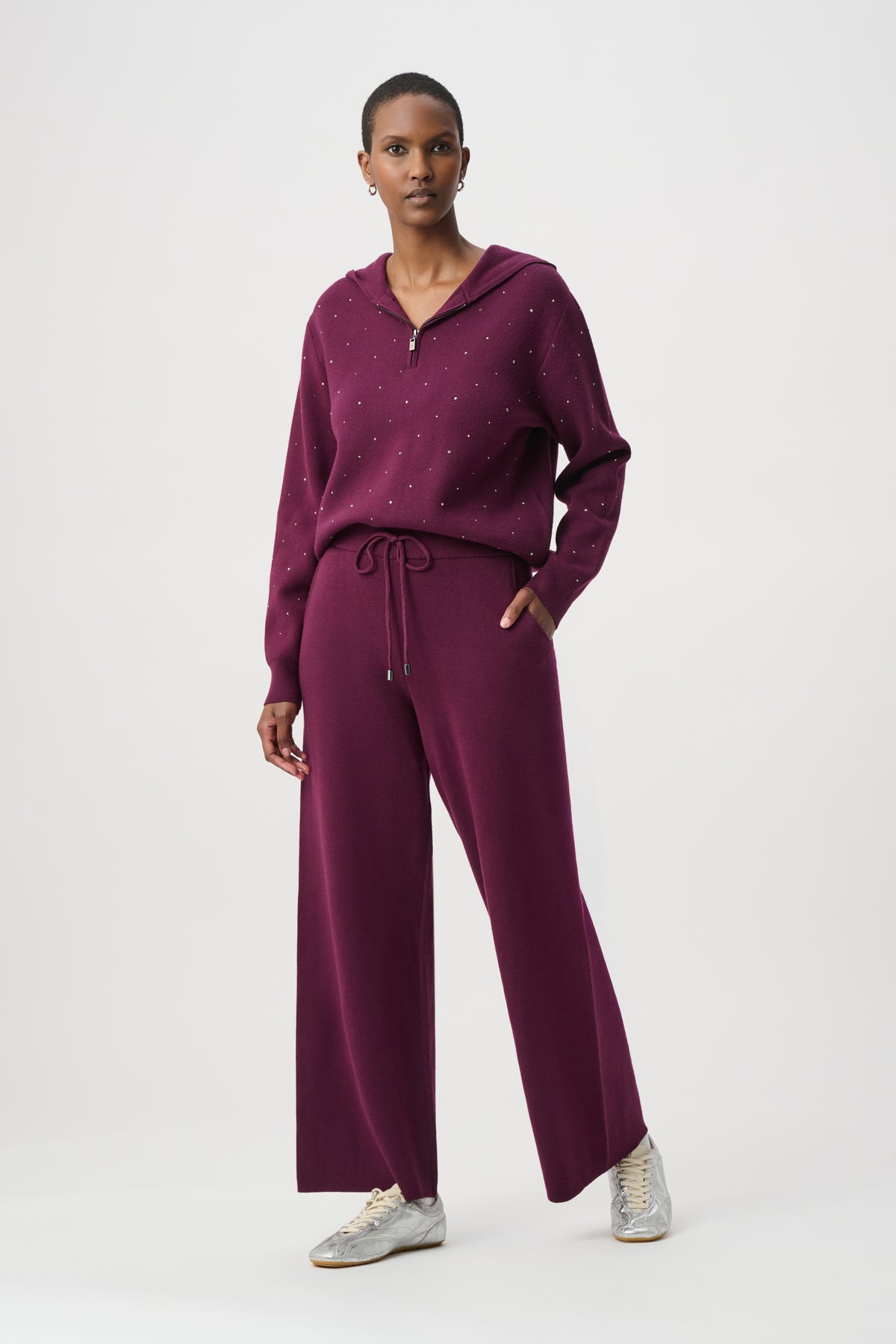 Hooded Stud Knit Top