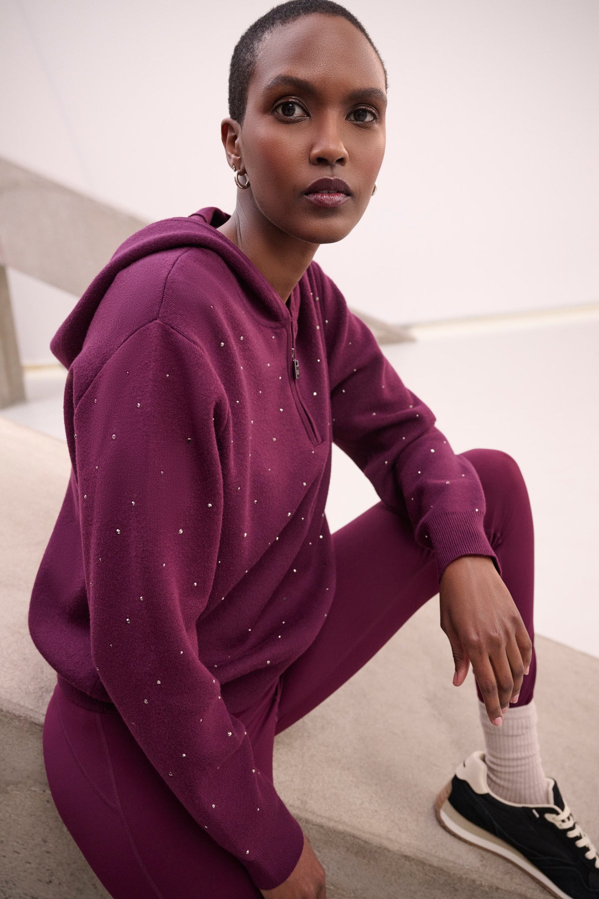 Hooded Stud Knit Top
