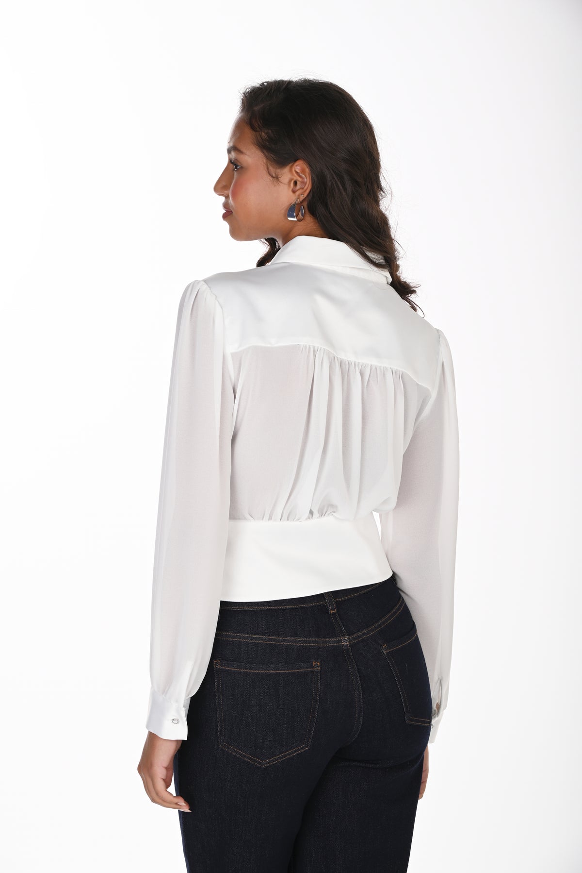Tuck Front Peplum Blouse