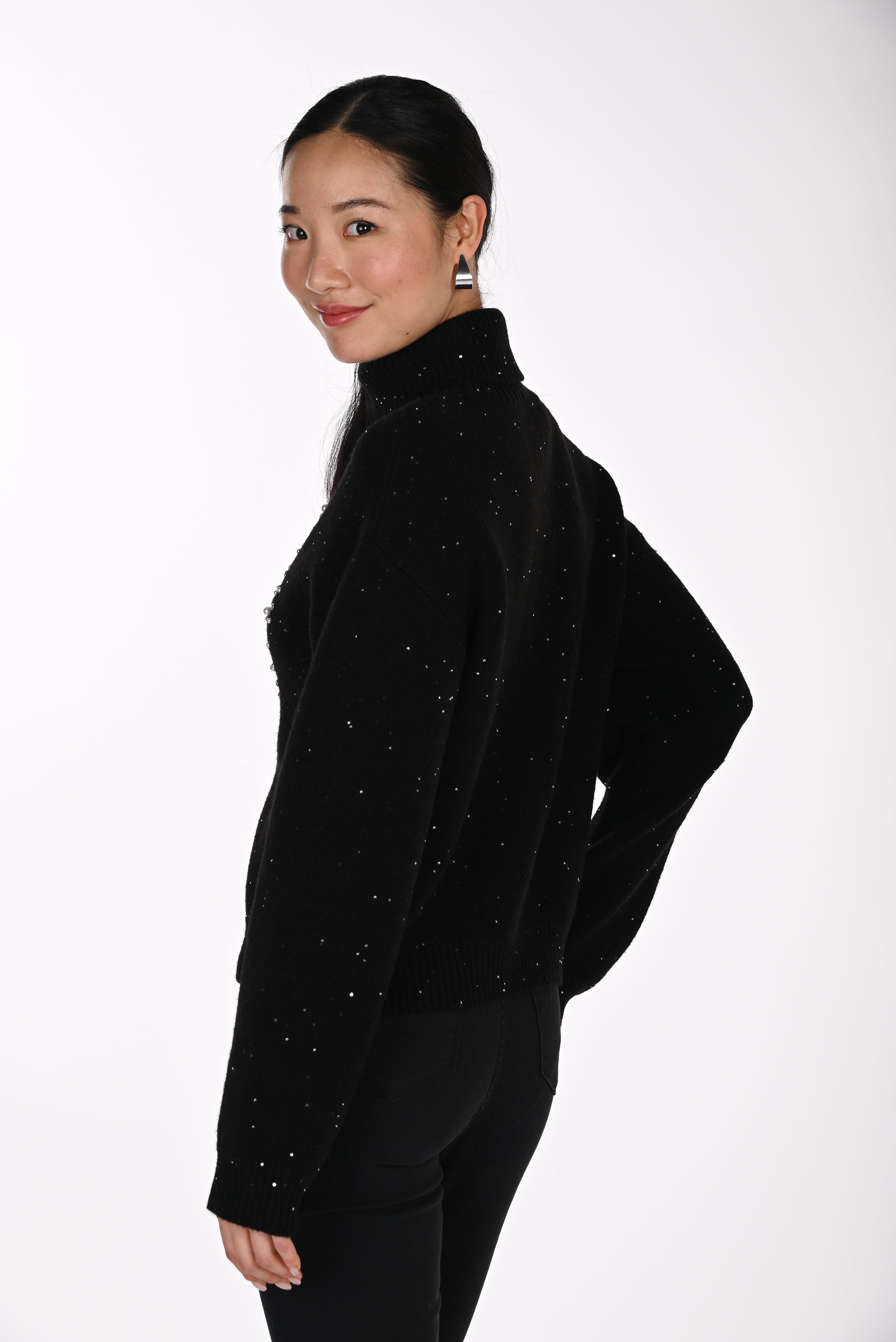 Pearl & Crystal Turtle Neck Sweater