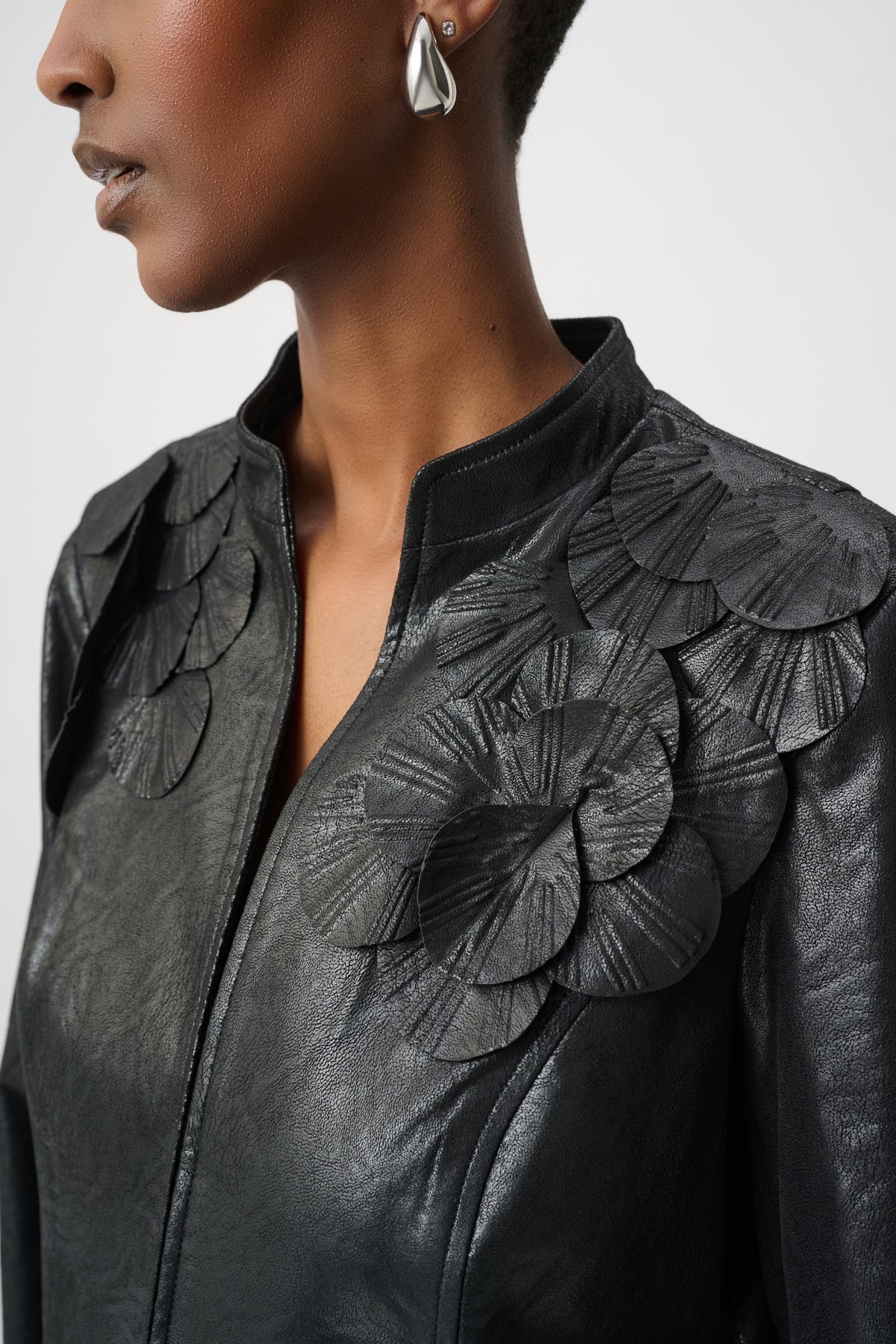 Faux Leather Applique Jacket