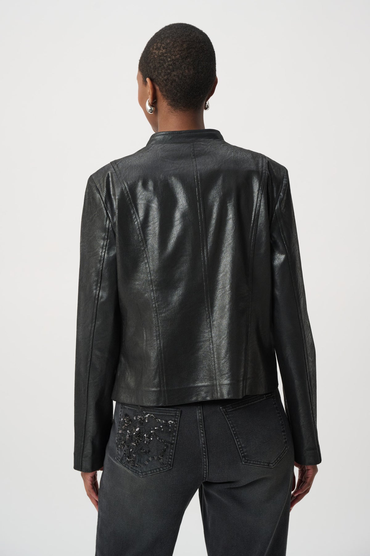 Faux Leather Applique Jacket