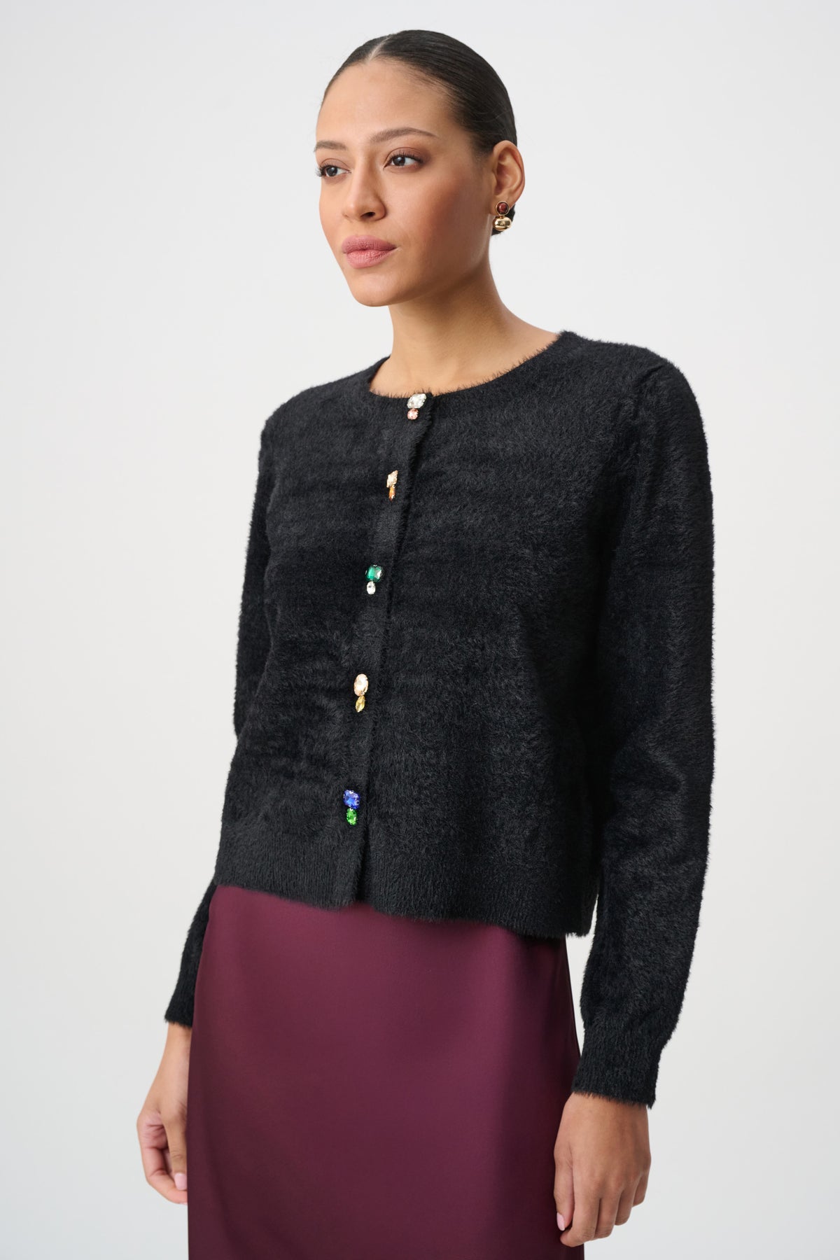 Eyelash Knit Snap Front Cardigan