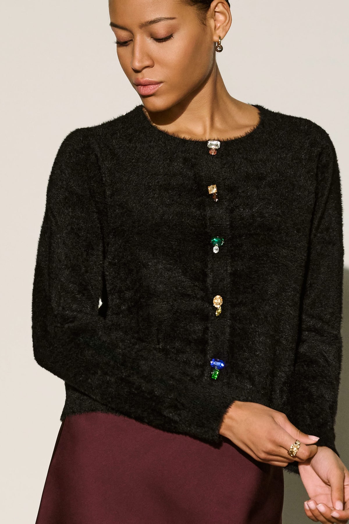 Eyelash Knit Snap Front Cardigan