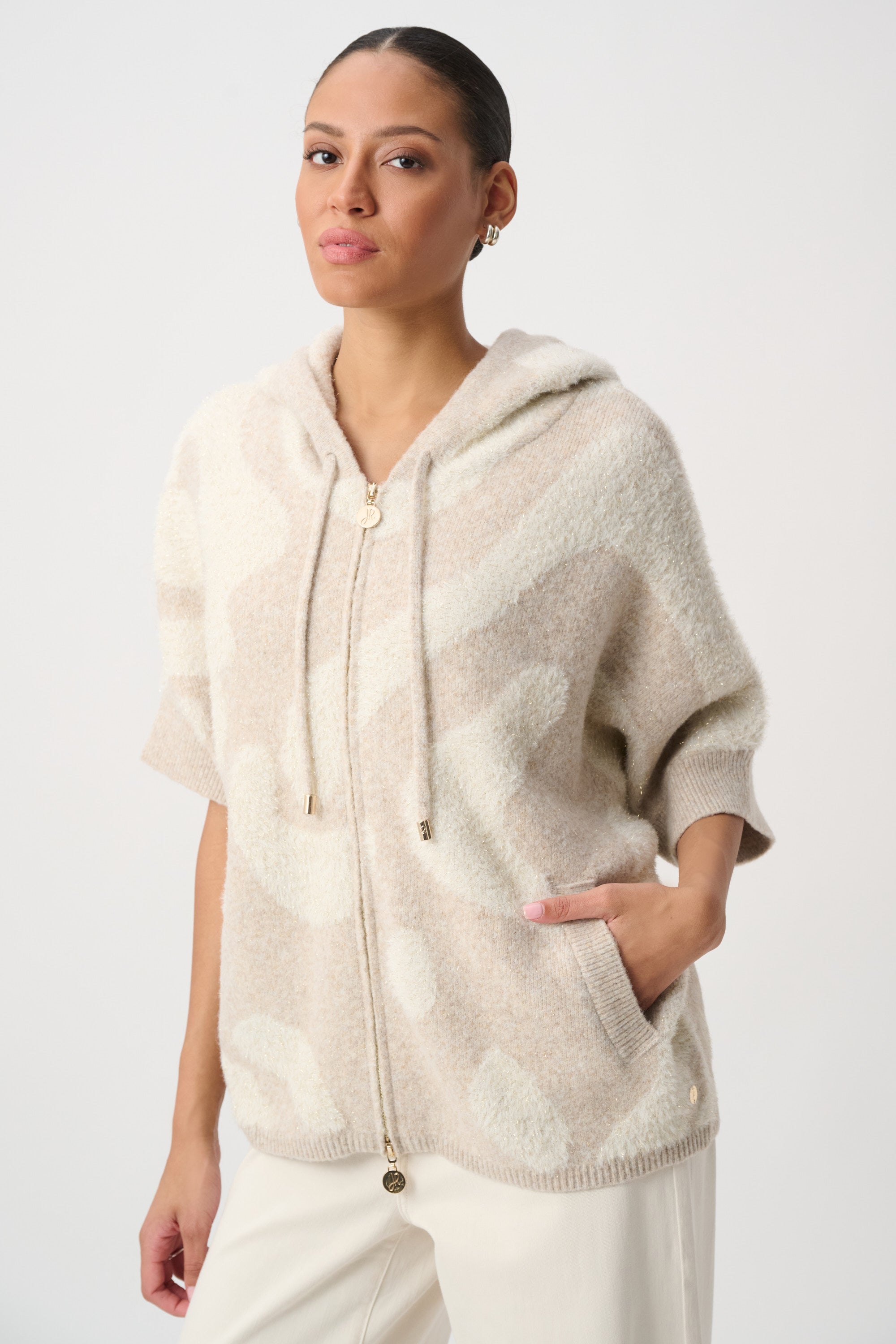 Geometric Print Lurex Knit Jacket