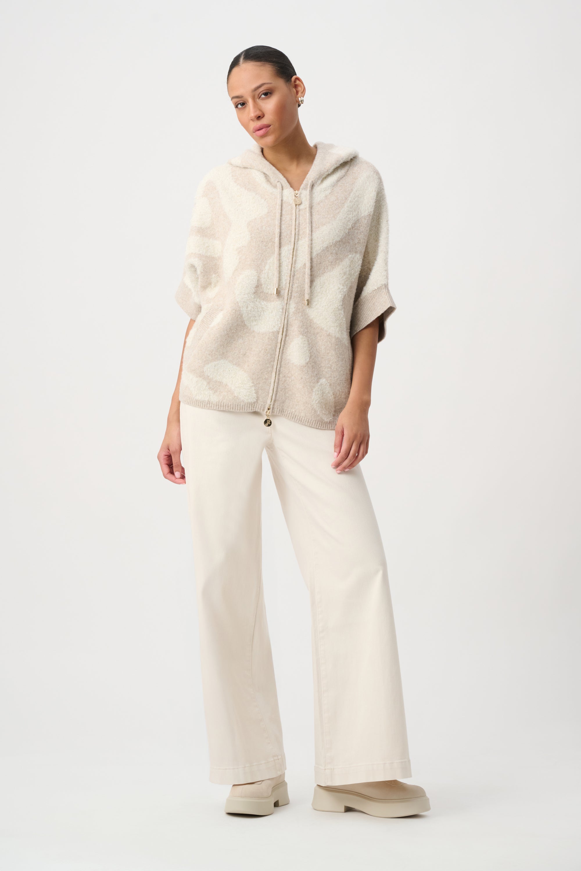 Geometric Print Lurex Knit Jacket
