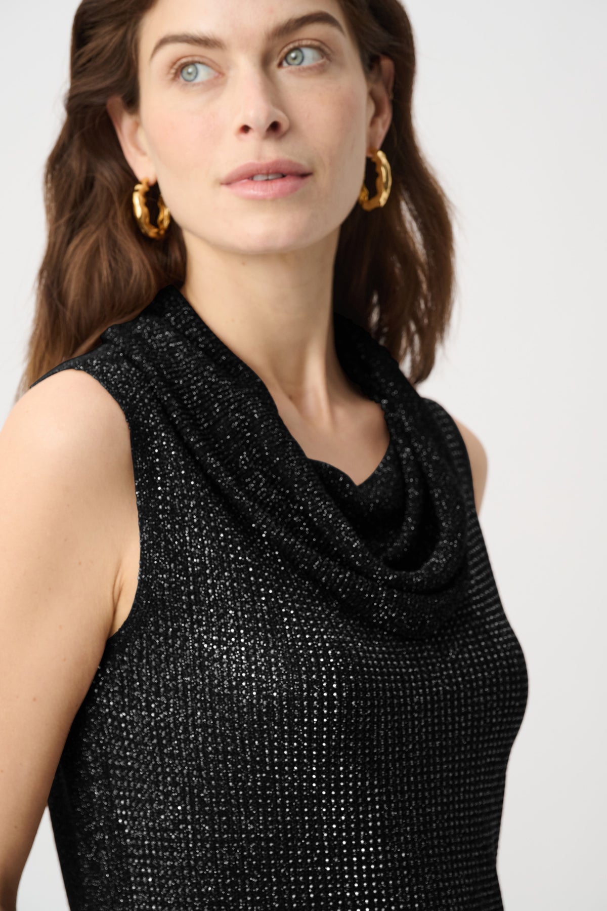 Cowl Neck Lurex Top