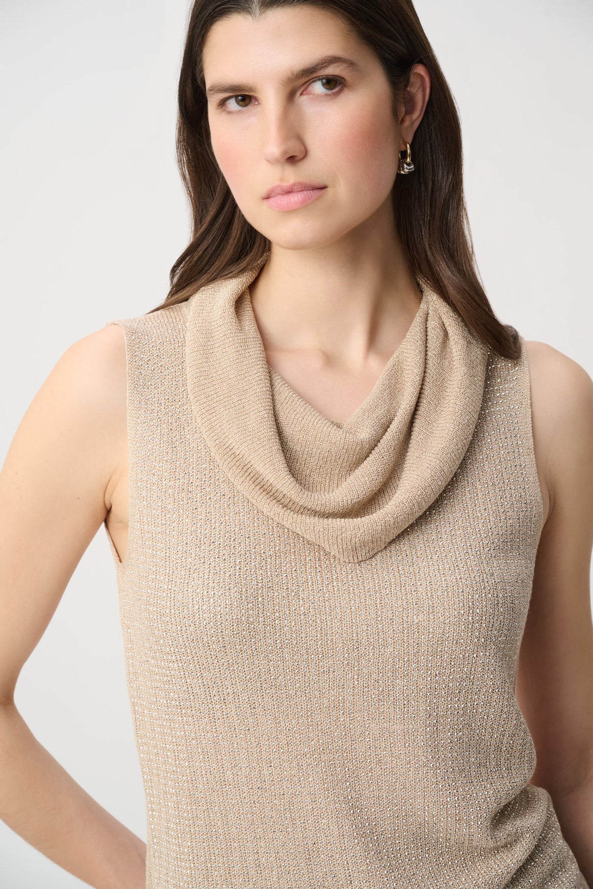 Cowl Neck Lurex Top