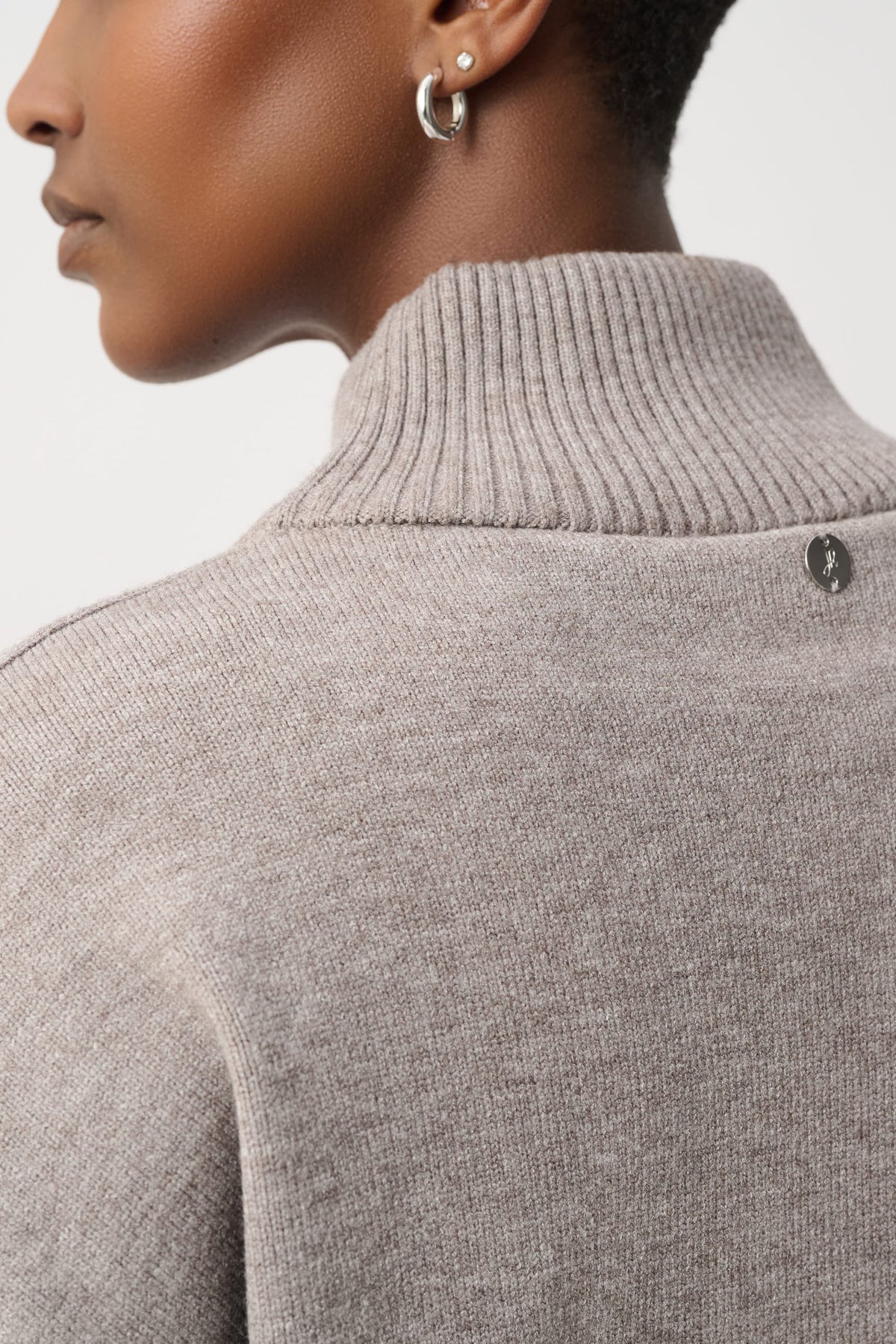 Turtle Neck Stud Trim Sweater