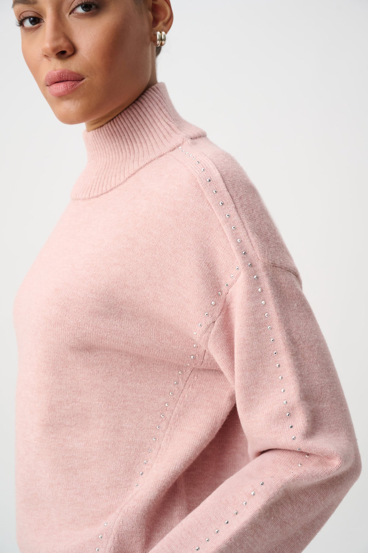 Turtle Neck Stud Trim Sweater