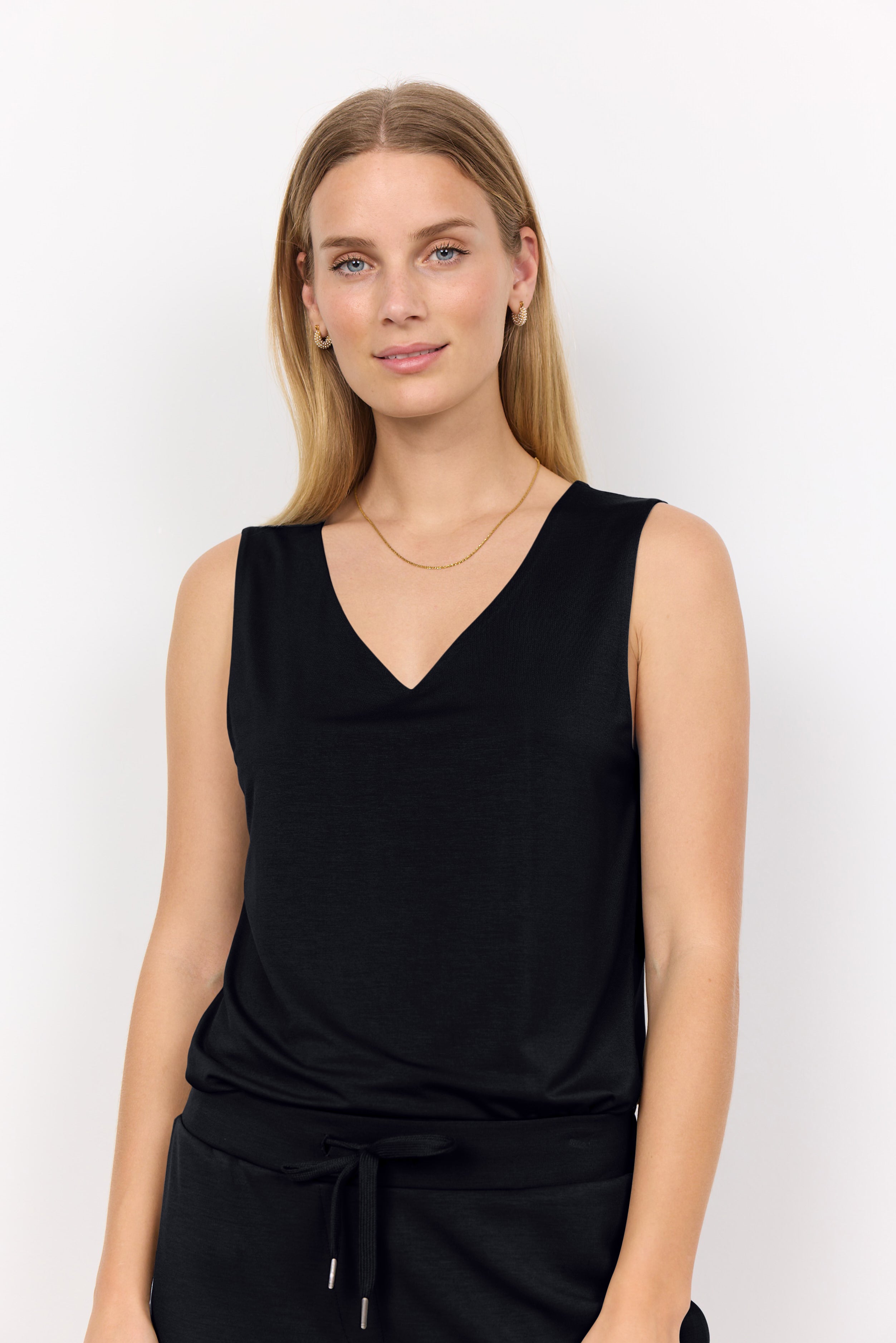 Sleeveless V-neck Jersey Top