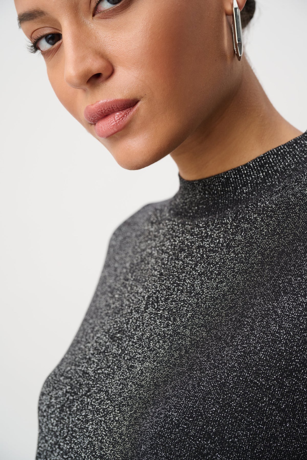 Mock Neck Lurex Top