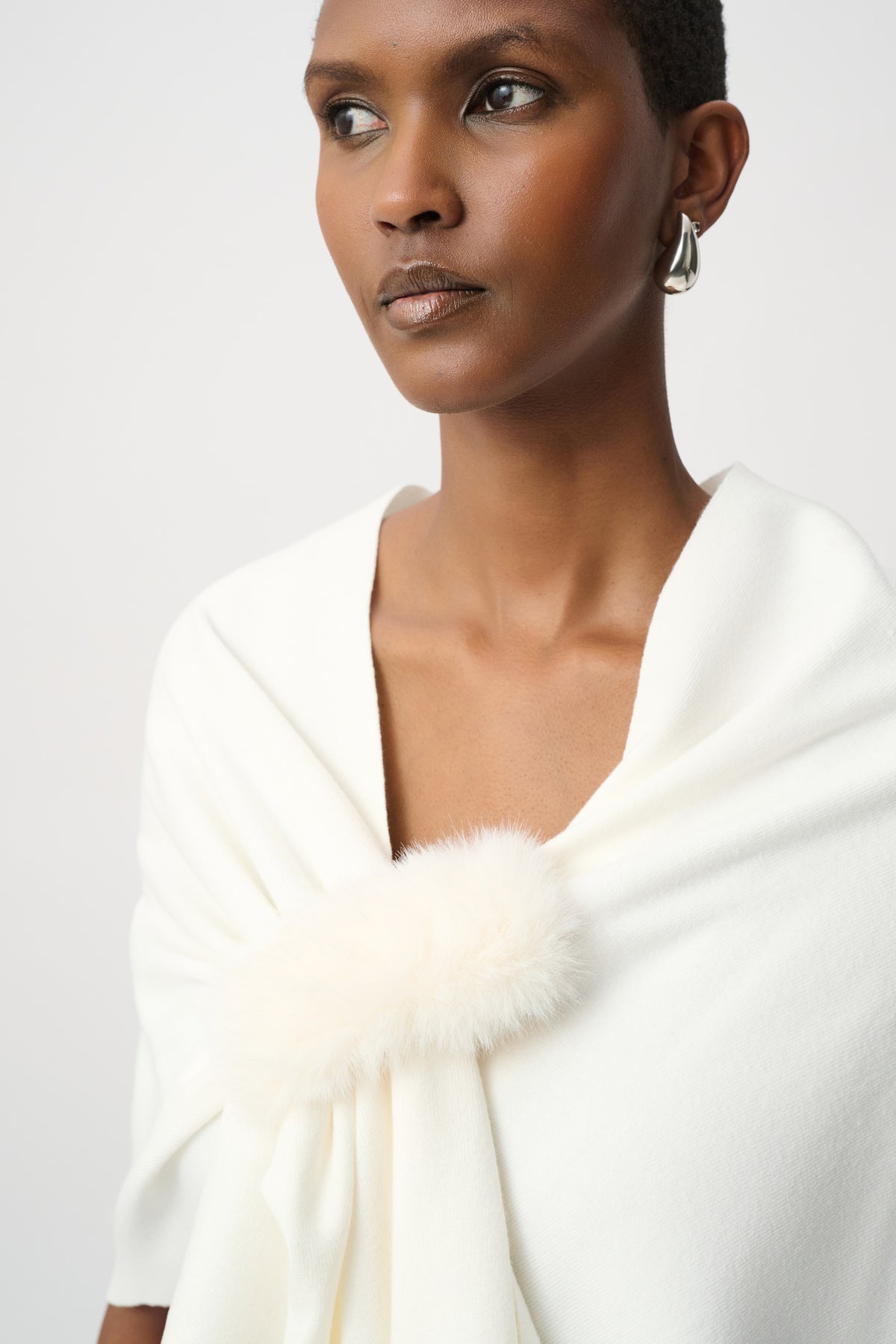 Faux Fur Trim Cape