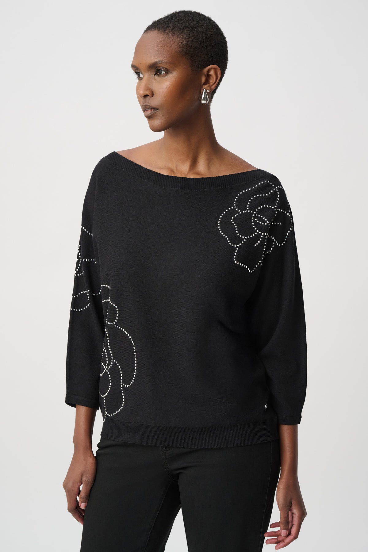 Stud Flower Print Sweater