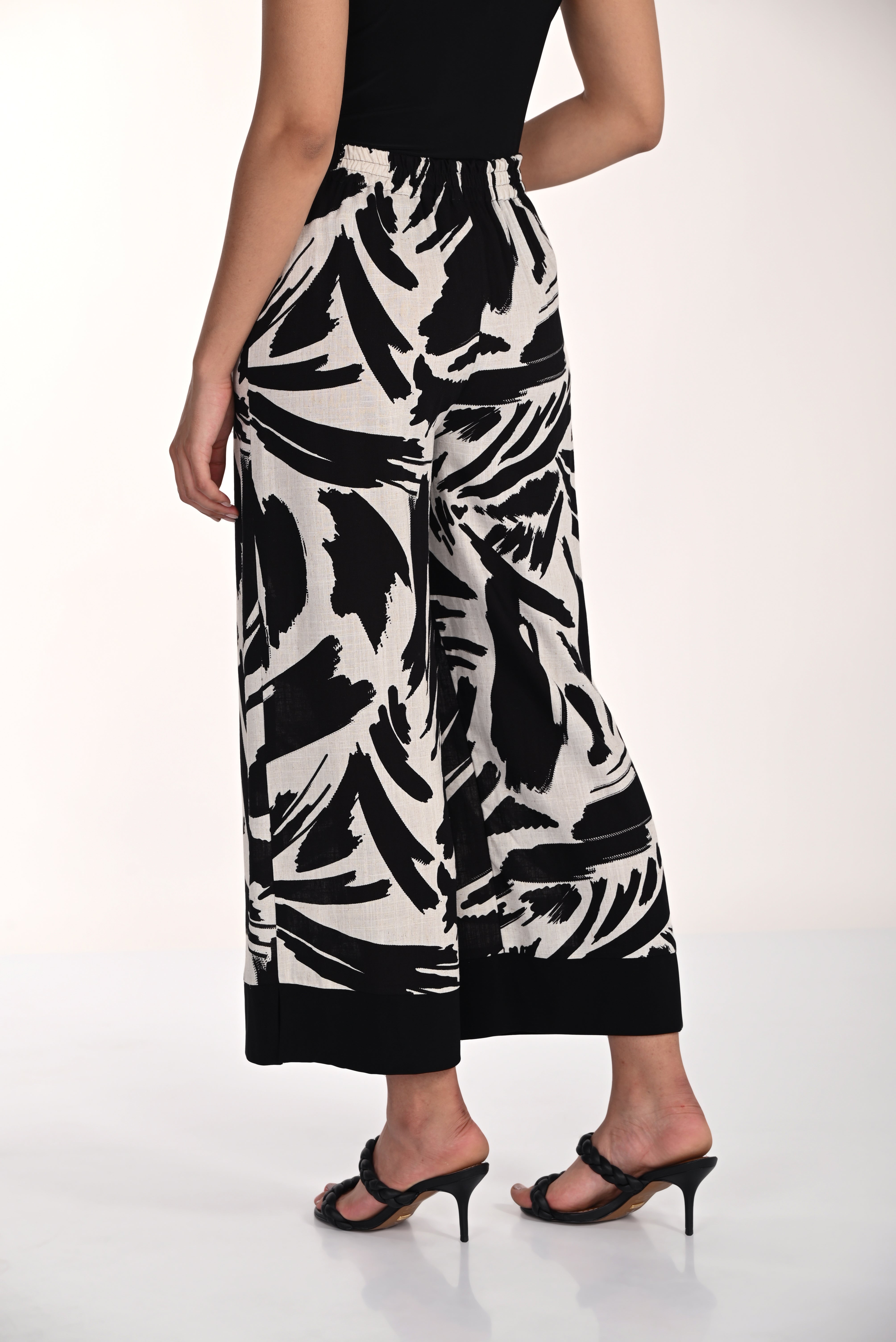 Abstract Print Linen Blend Culotte