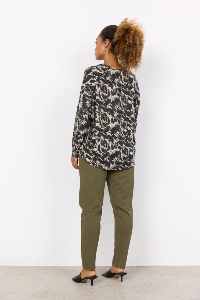 Abstract Print High-Low Pullover