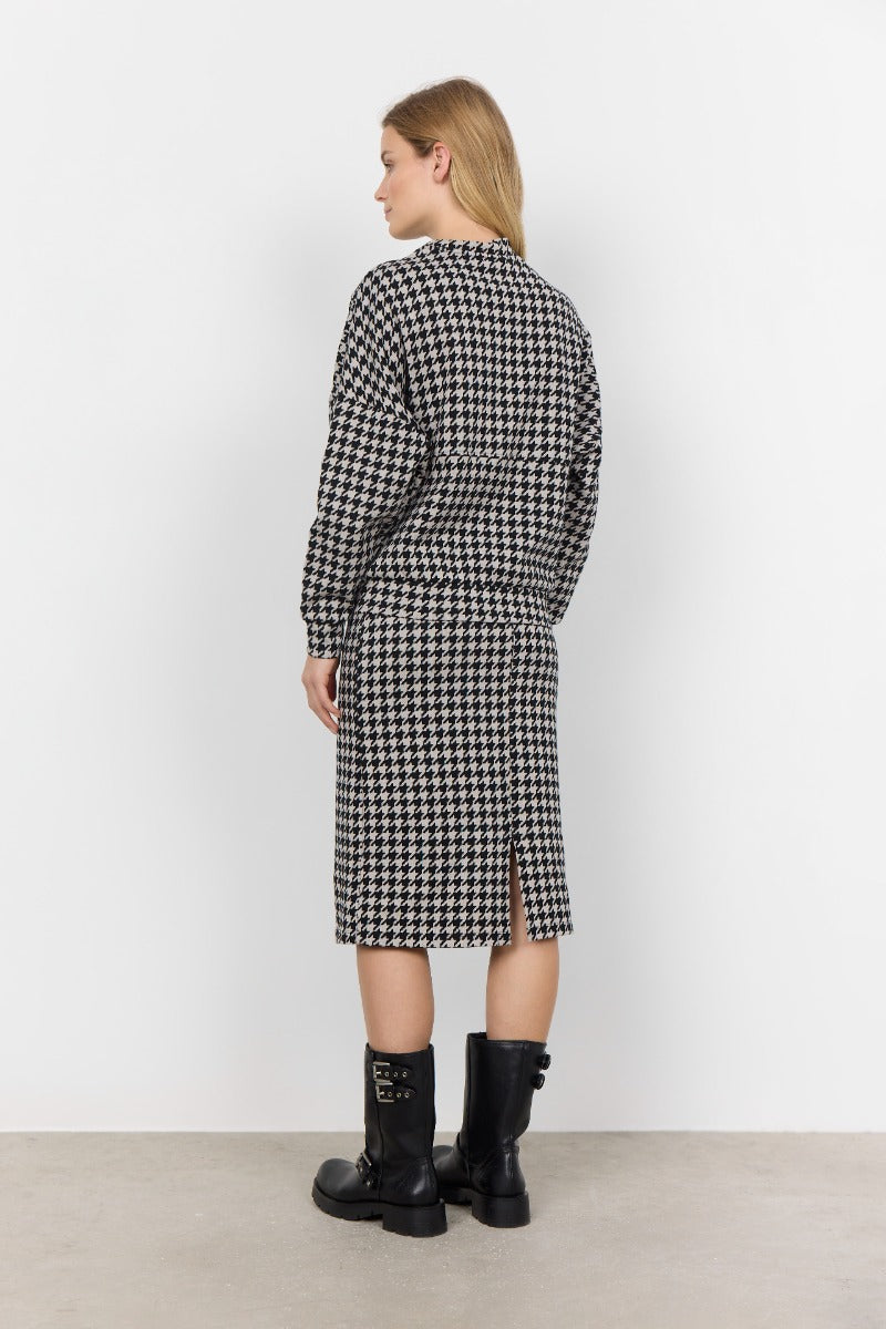 Houndstooth Knit Bomber Jacket