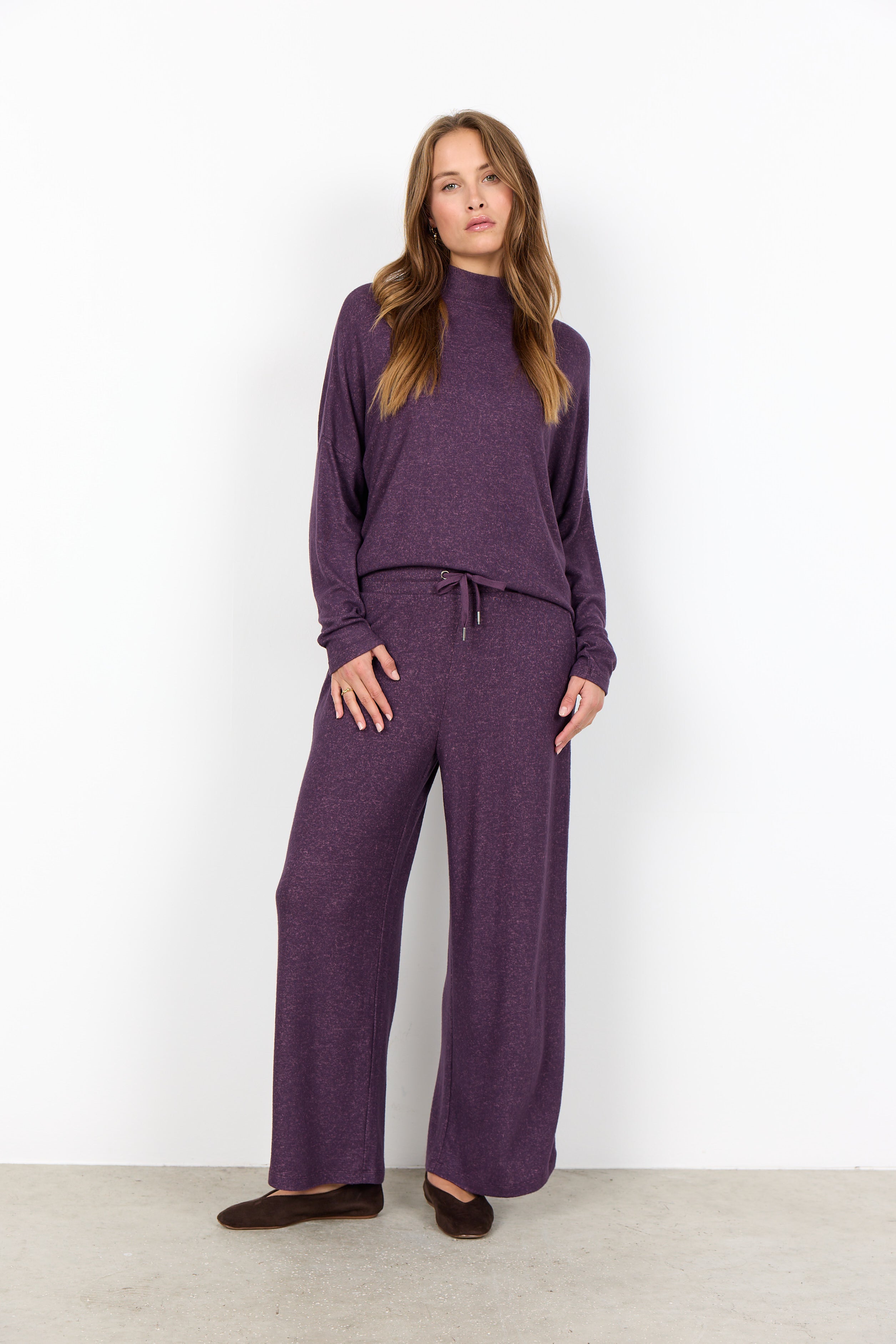 Melange Knit Mock Neck Top