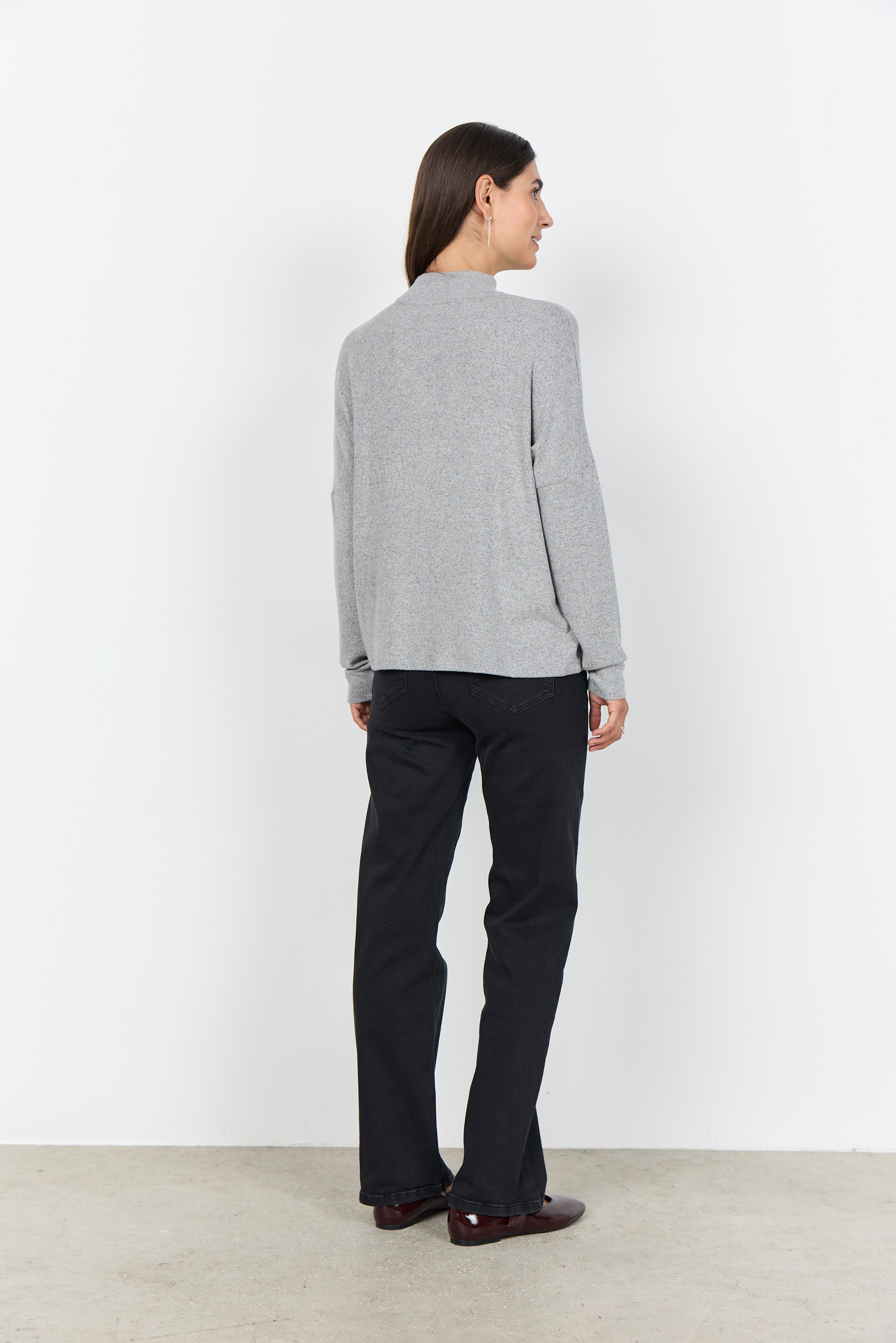 Melange Knit Mock Neck Top