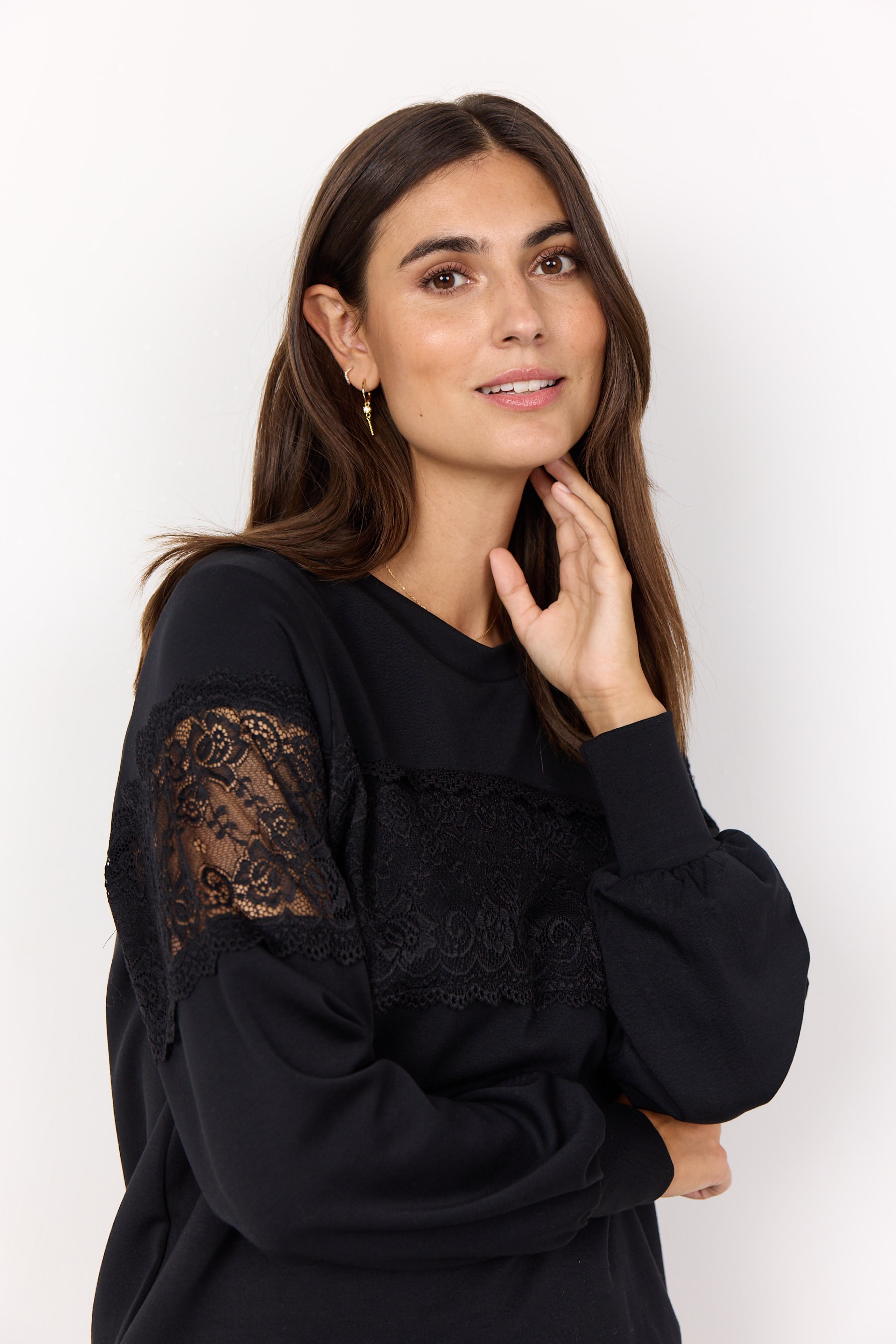 Lace Trim Modal Sweatshirt