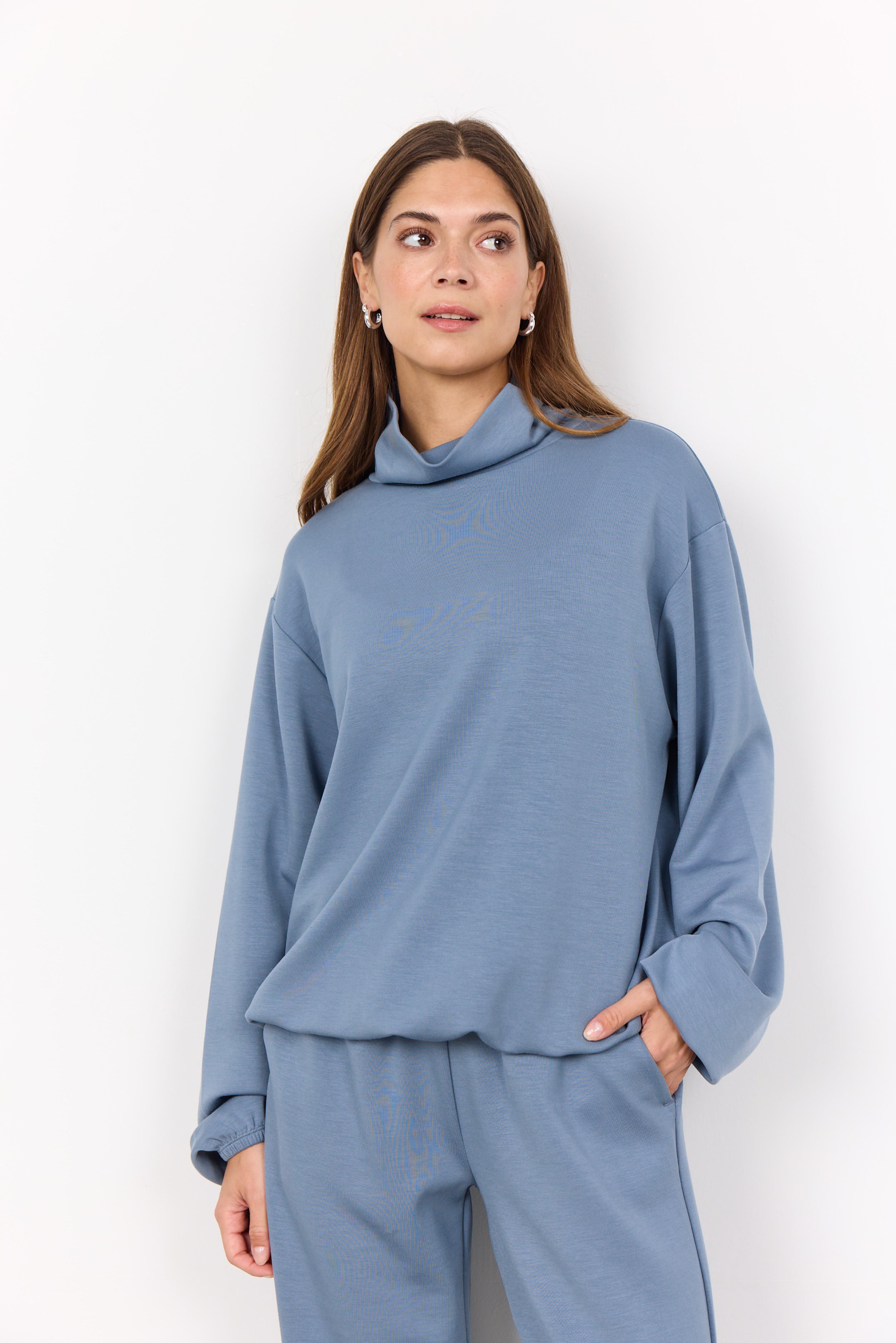 Cowl Neck Drawstring Top